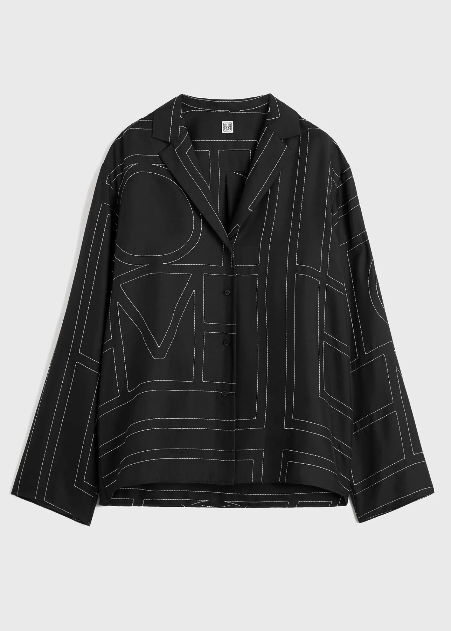 Monogram silk pj top black