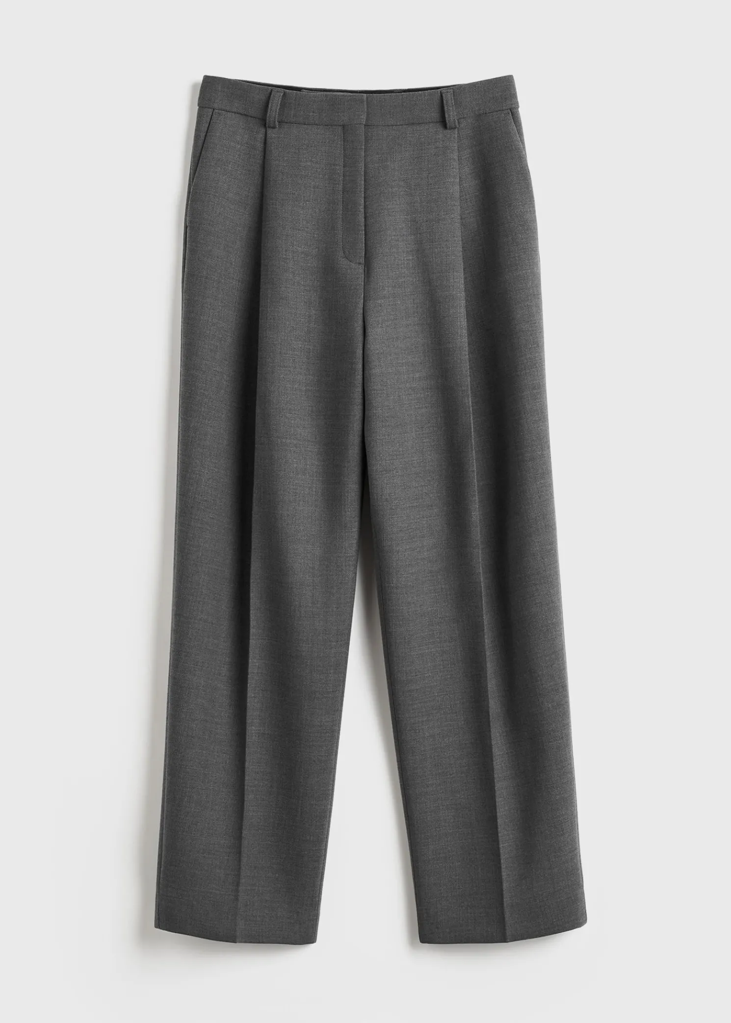 Pleated straight trousers grey melange