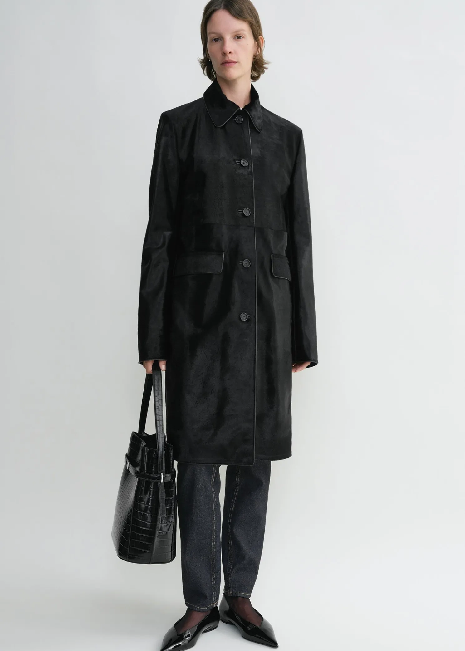 Pony hair coat black