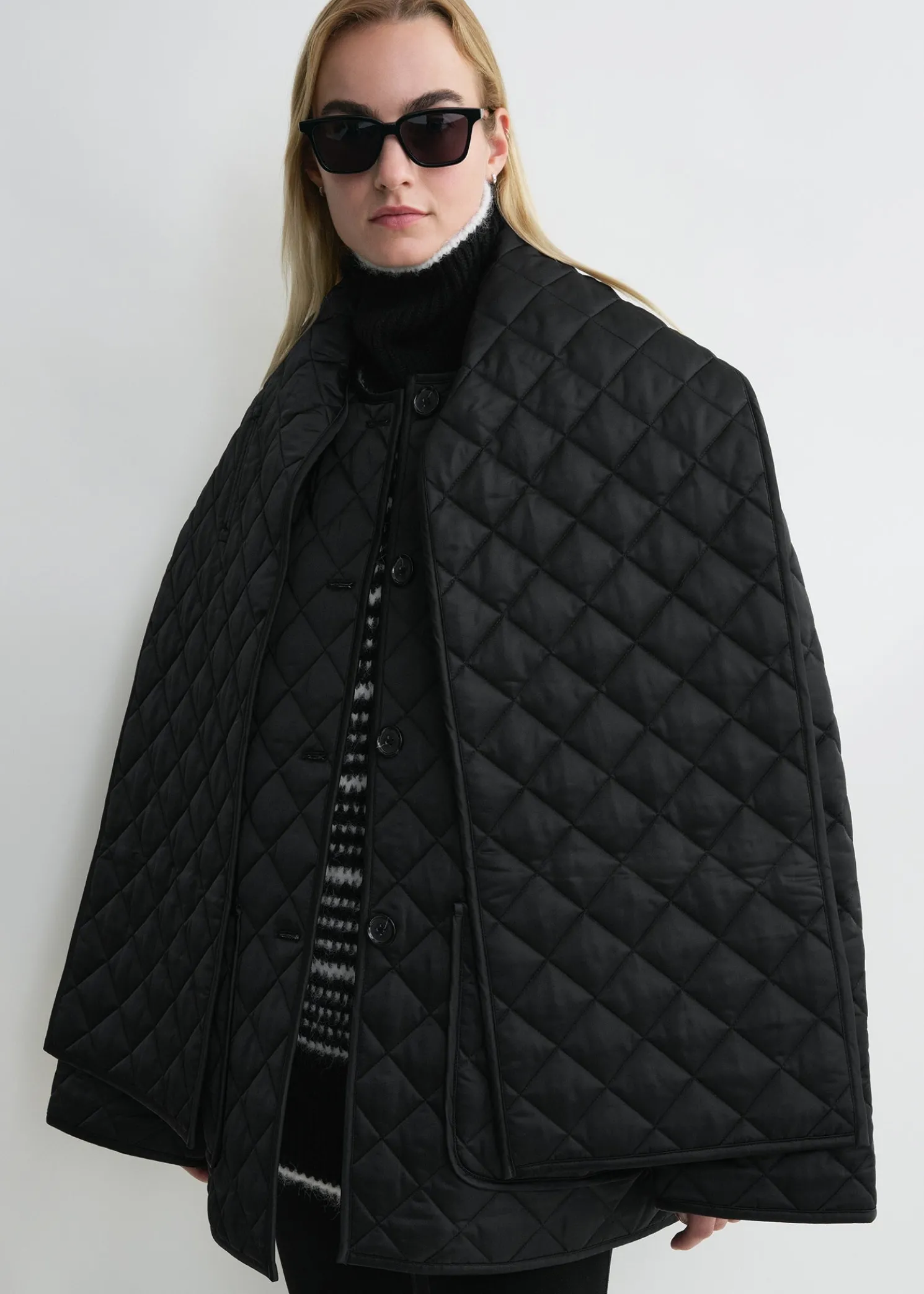 Quilted scarf jacket black