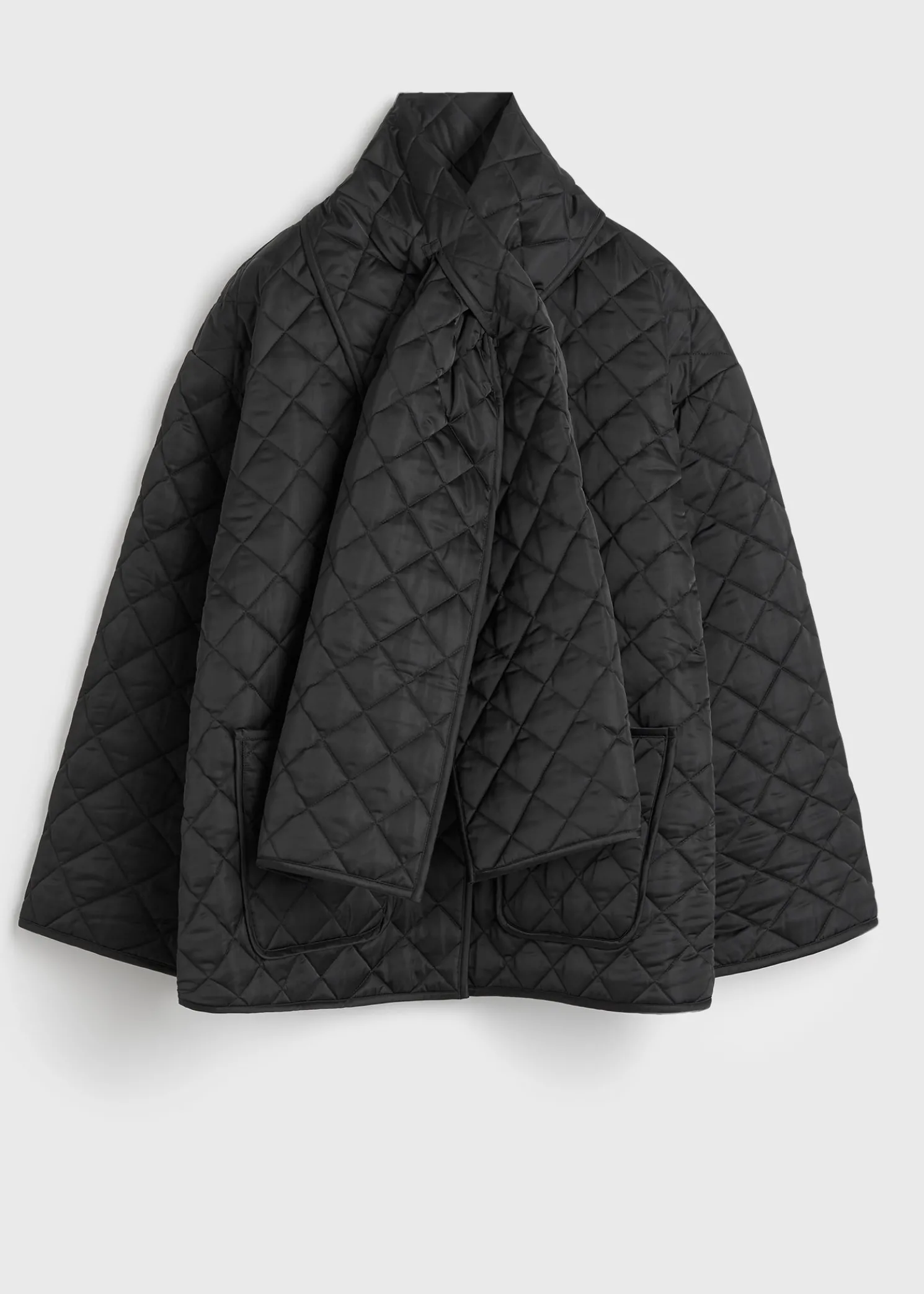 Quilted scarf jacket black