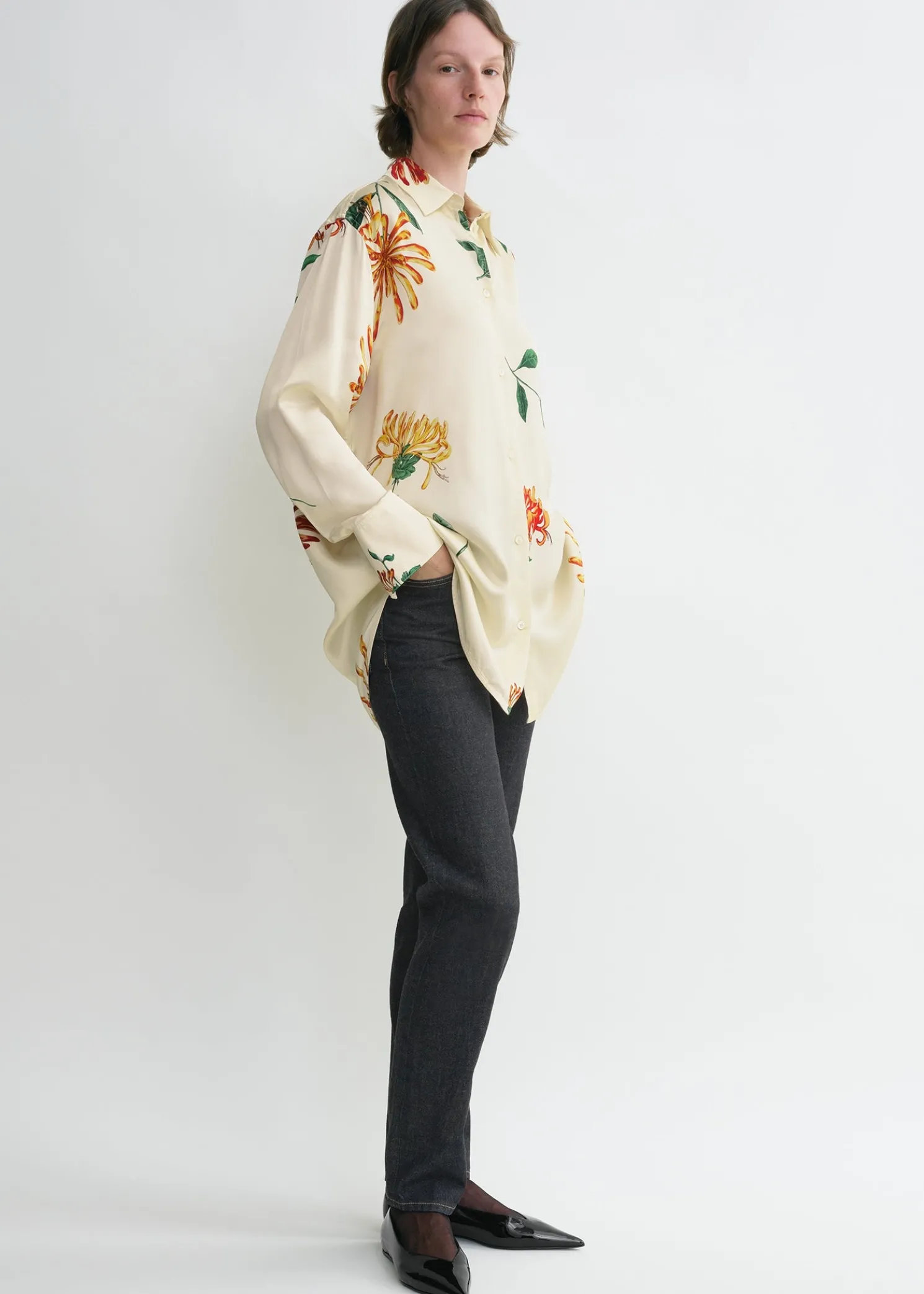 Relaxed honeysuckle shirt ecru/orange