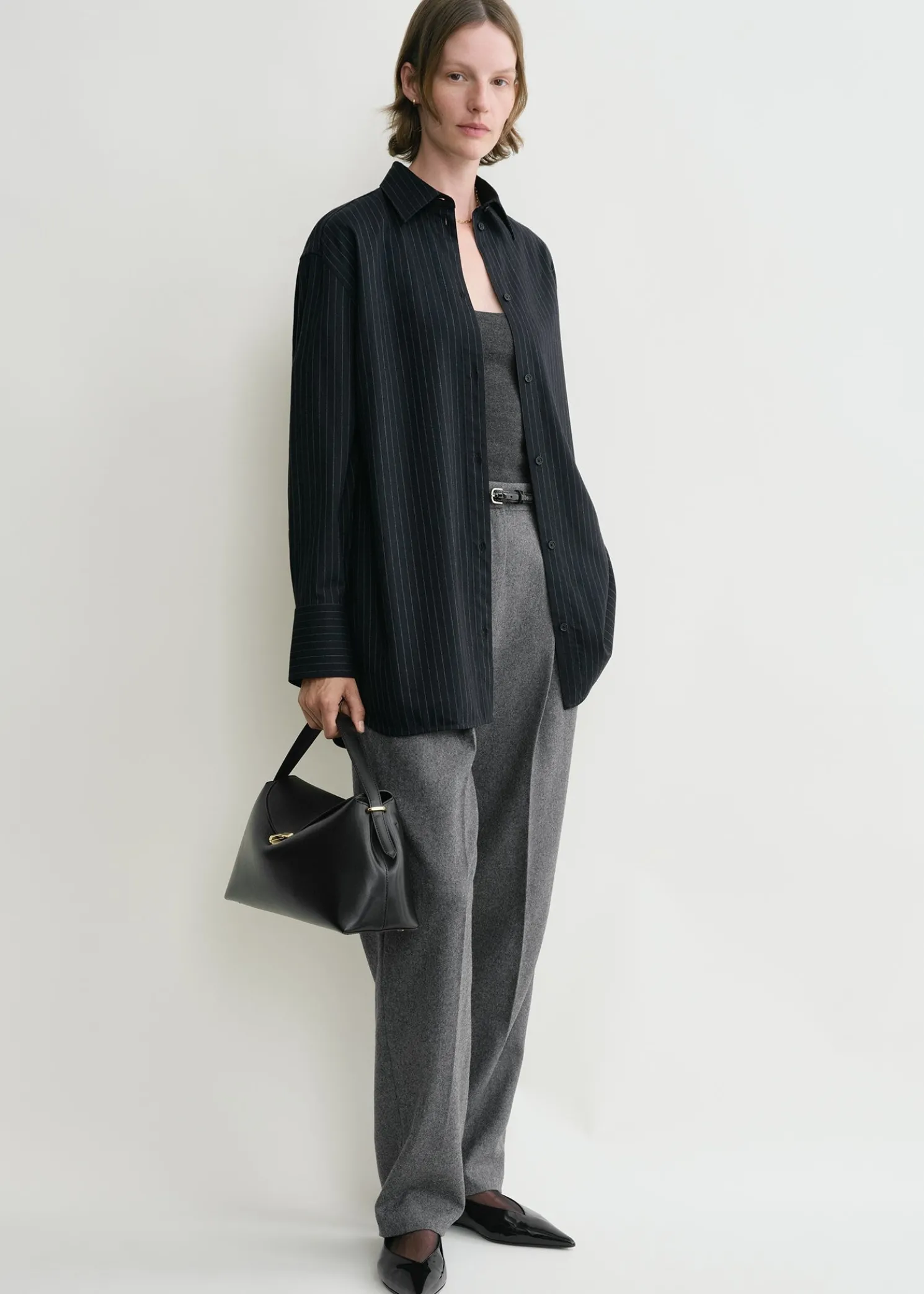 Relaxed pinstriped shirt navy