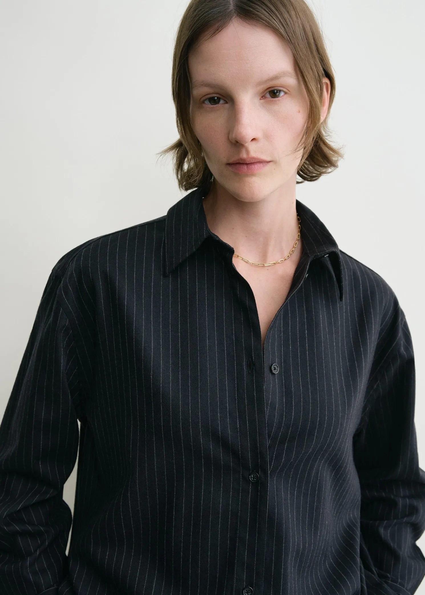 Relaxed pinstriped shirt navy