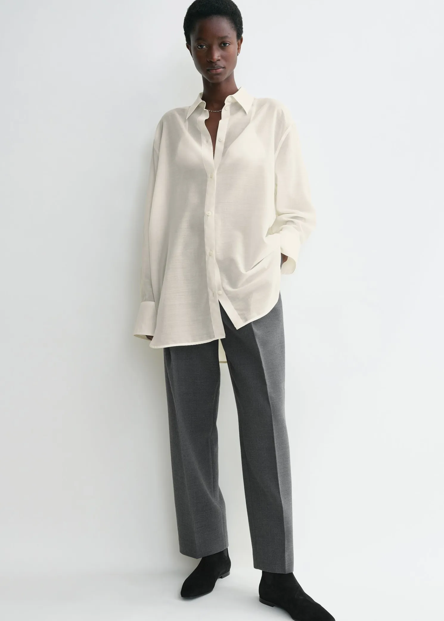 Relaxed voile shirt milk