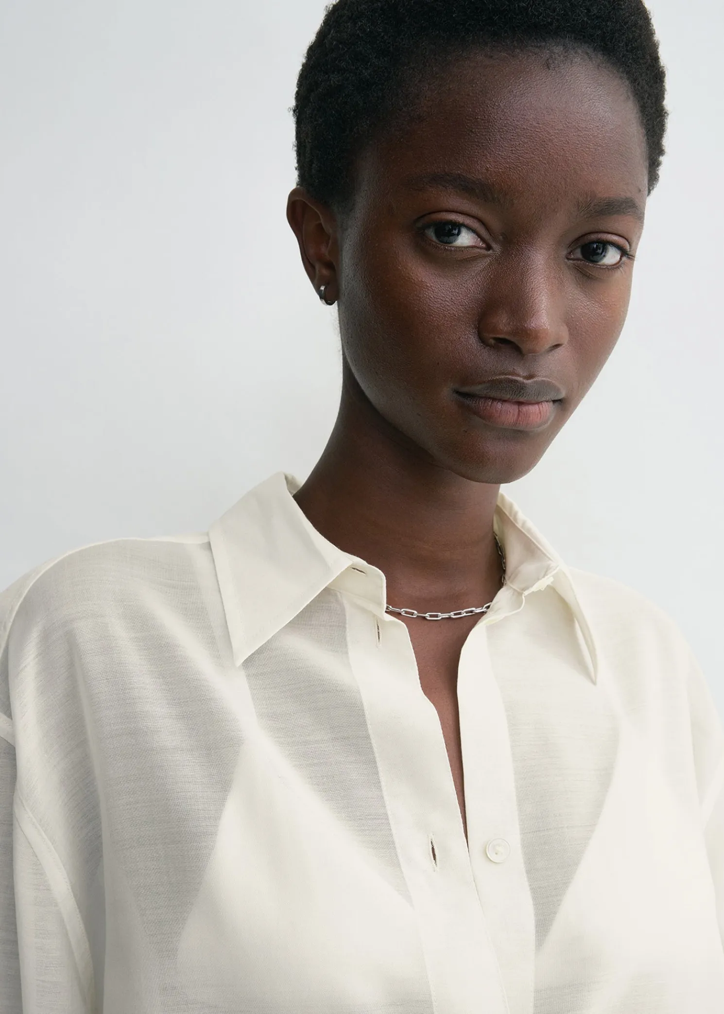 Relaxed voile shirt milk