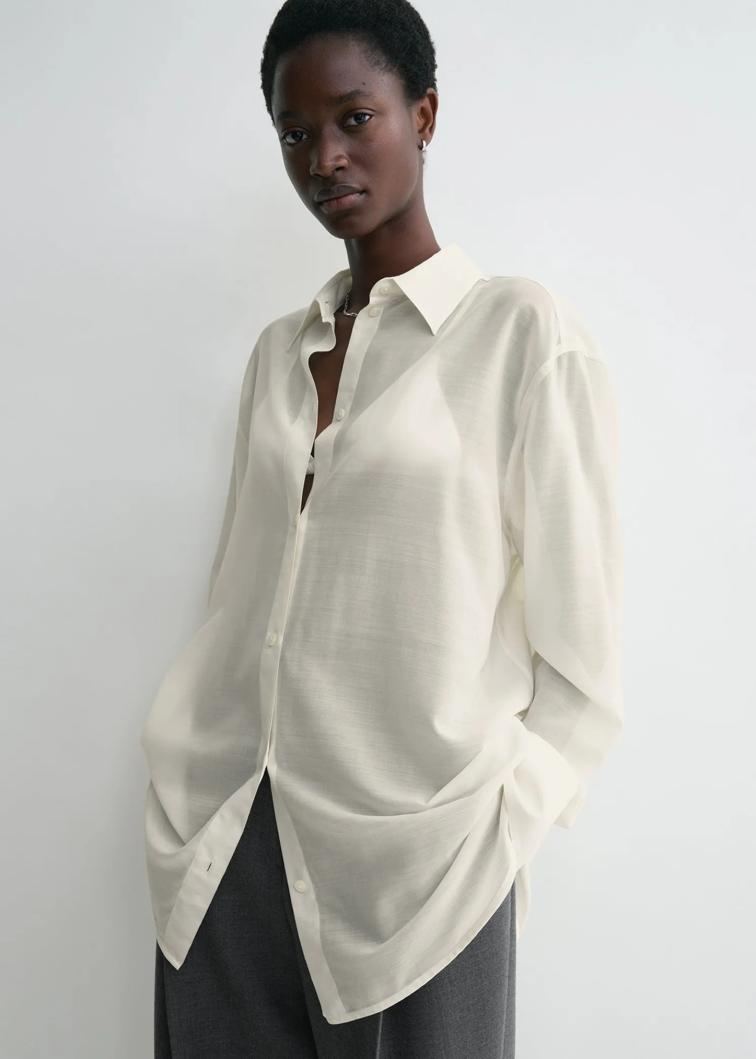 Relaxed voile shirt milk