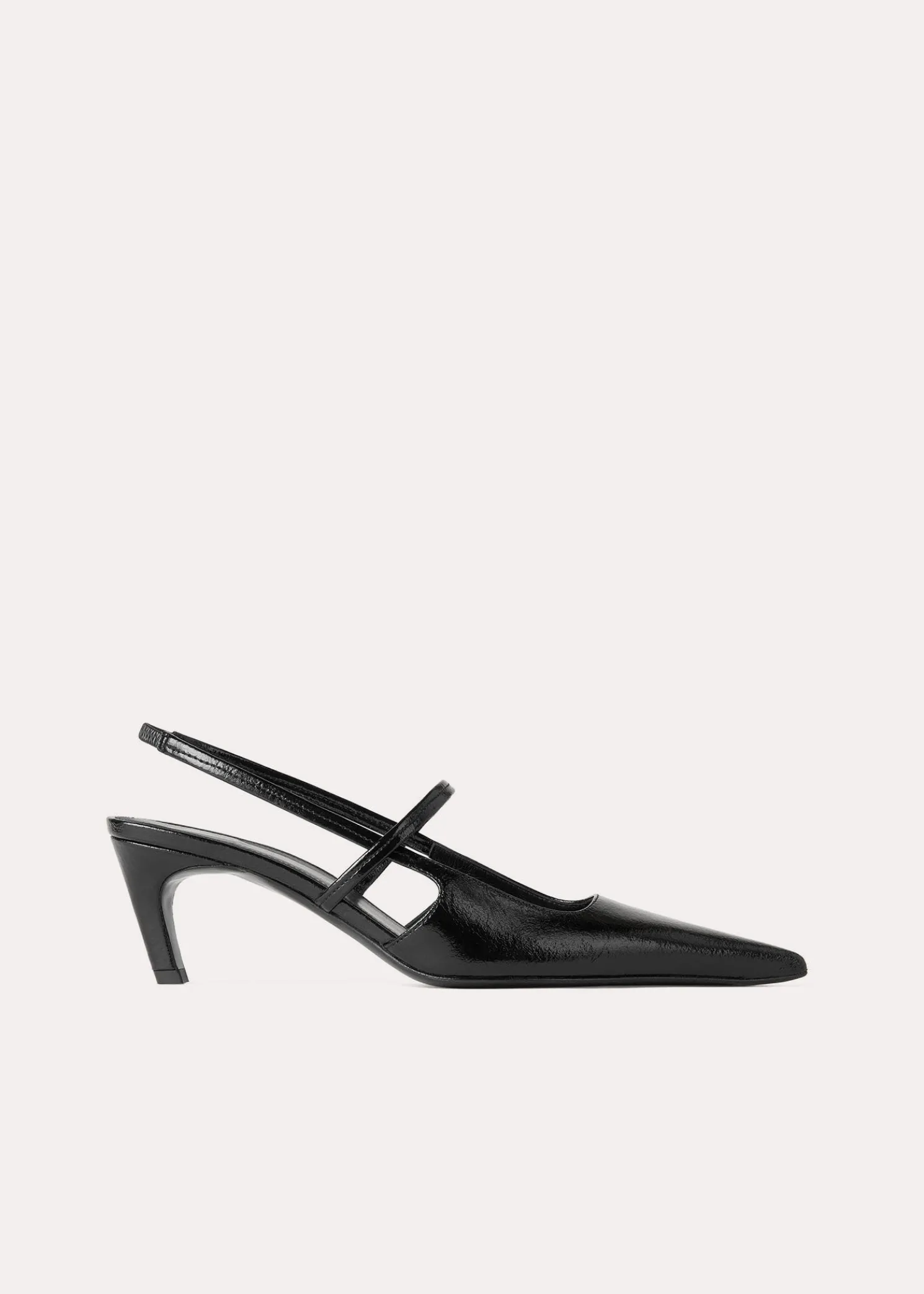 Sharp patent slingbacks black
