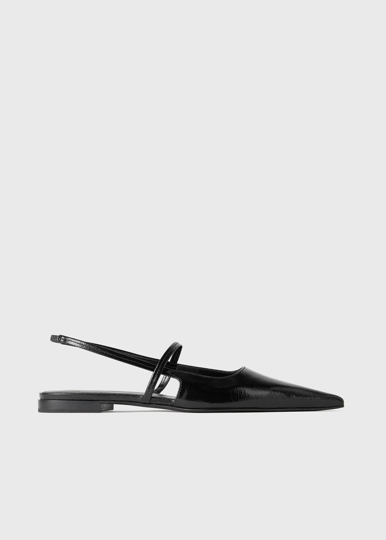 Sharp patent slingback flats black