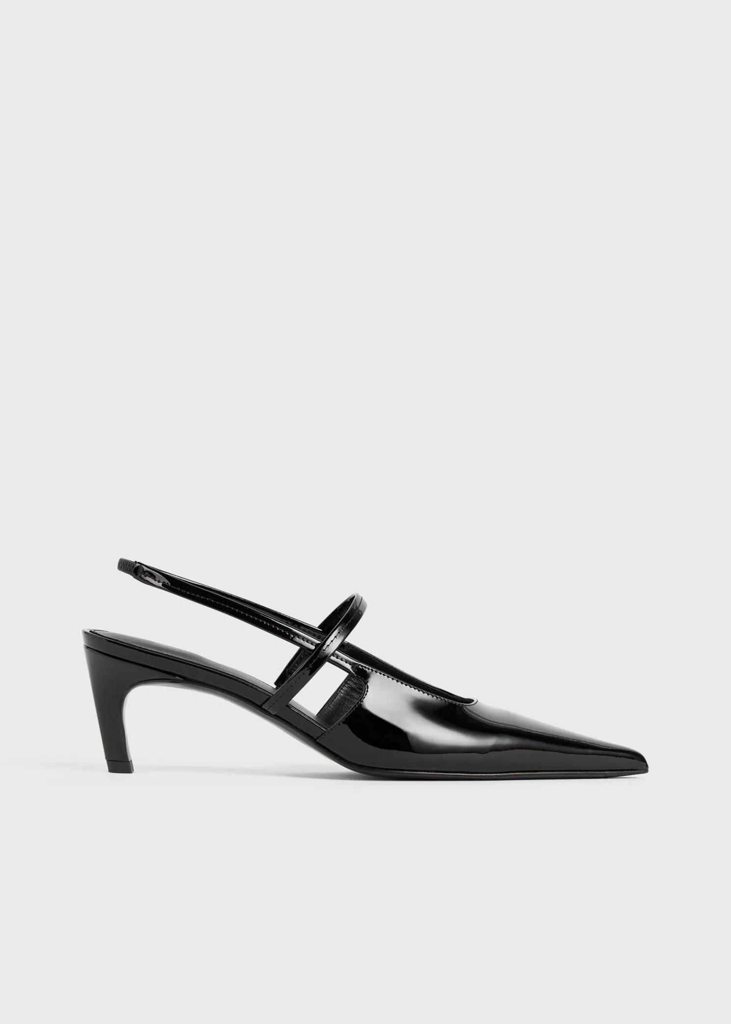 Sharp patent slingbacks black
