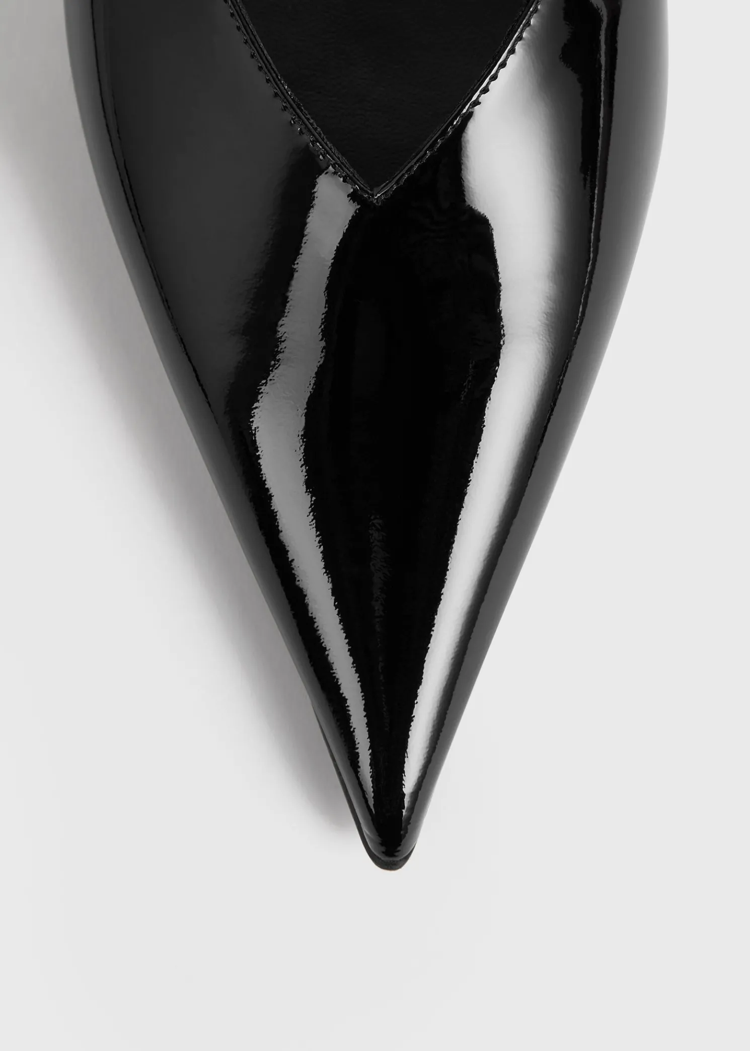 Sharp patent wedge mules black