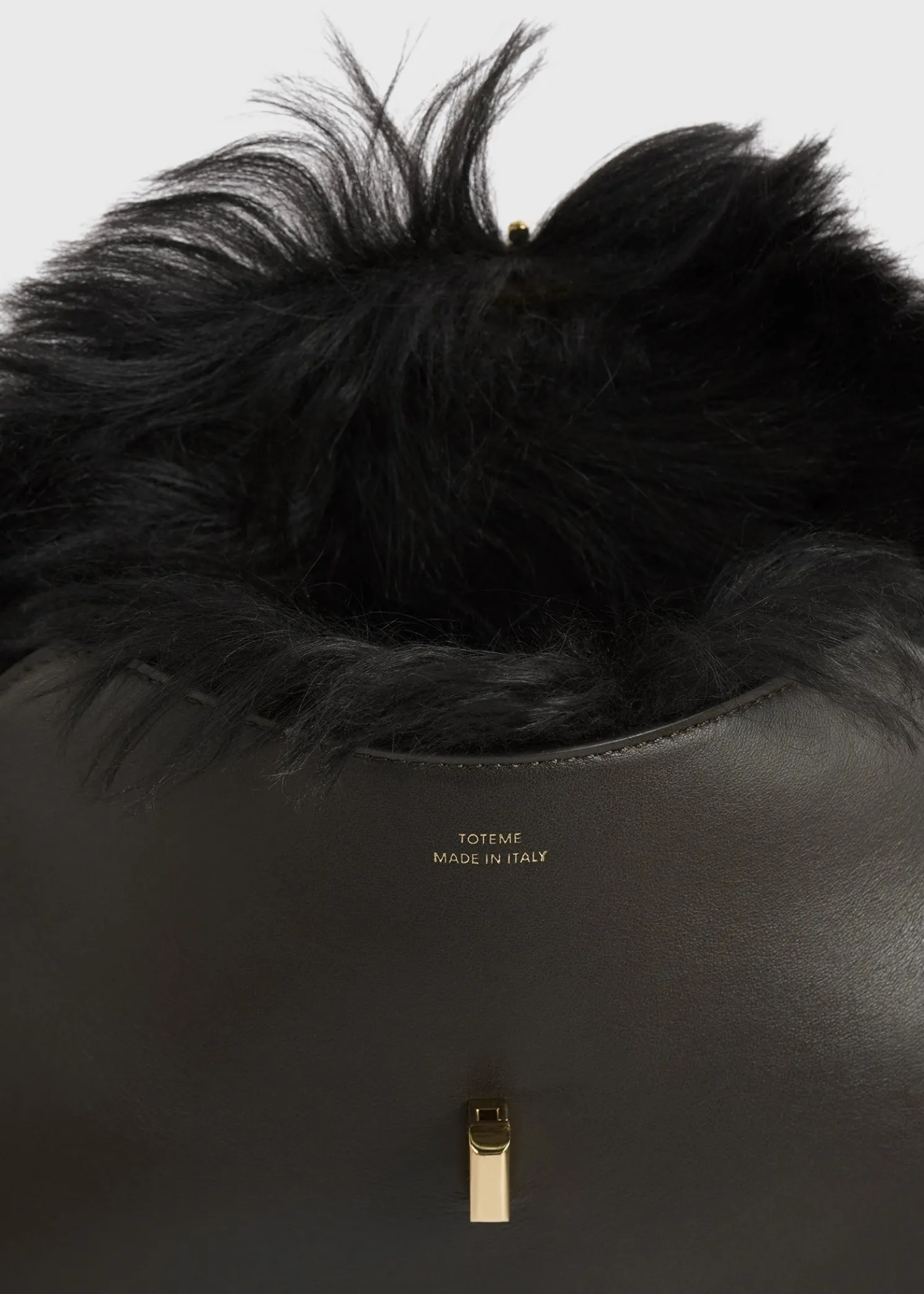 Shearling T-Lock clutch bark