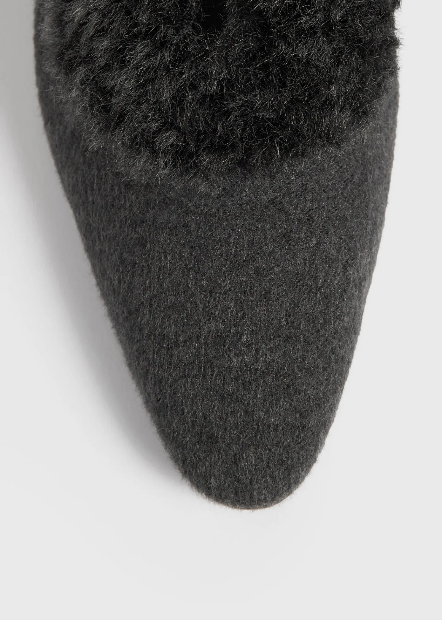 Shearling-edge flannel ballerinas dark grey melange
