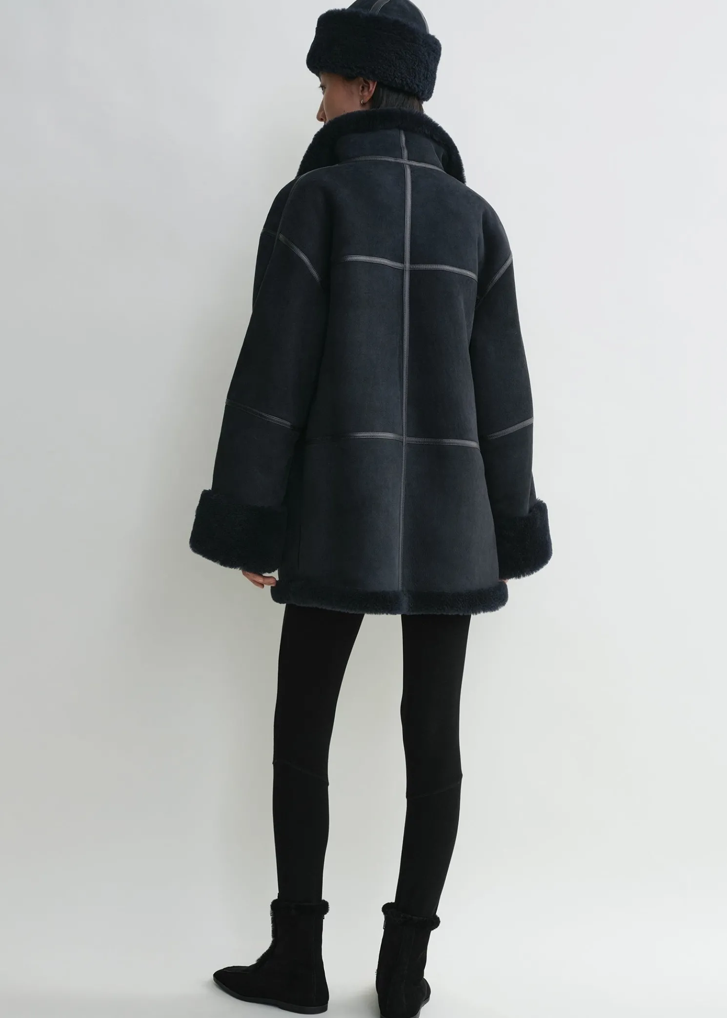 Signature shearling jacket navy