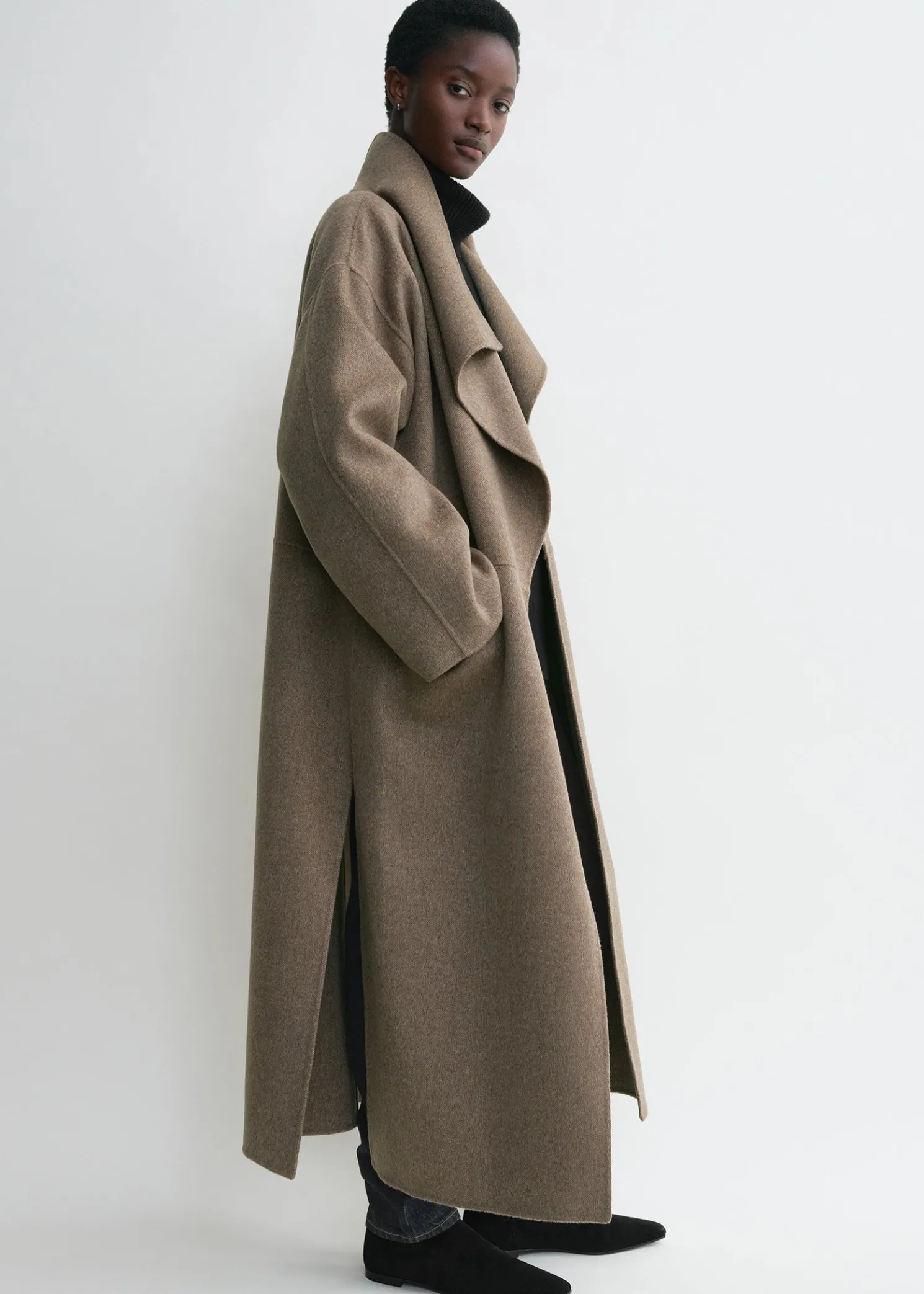 Signature wool cashmere coat oak melange