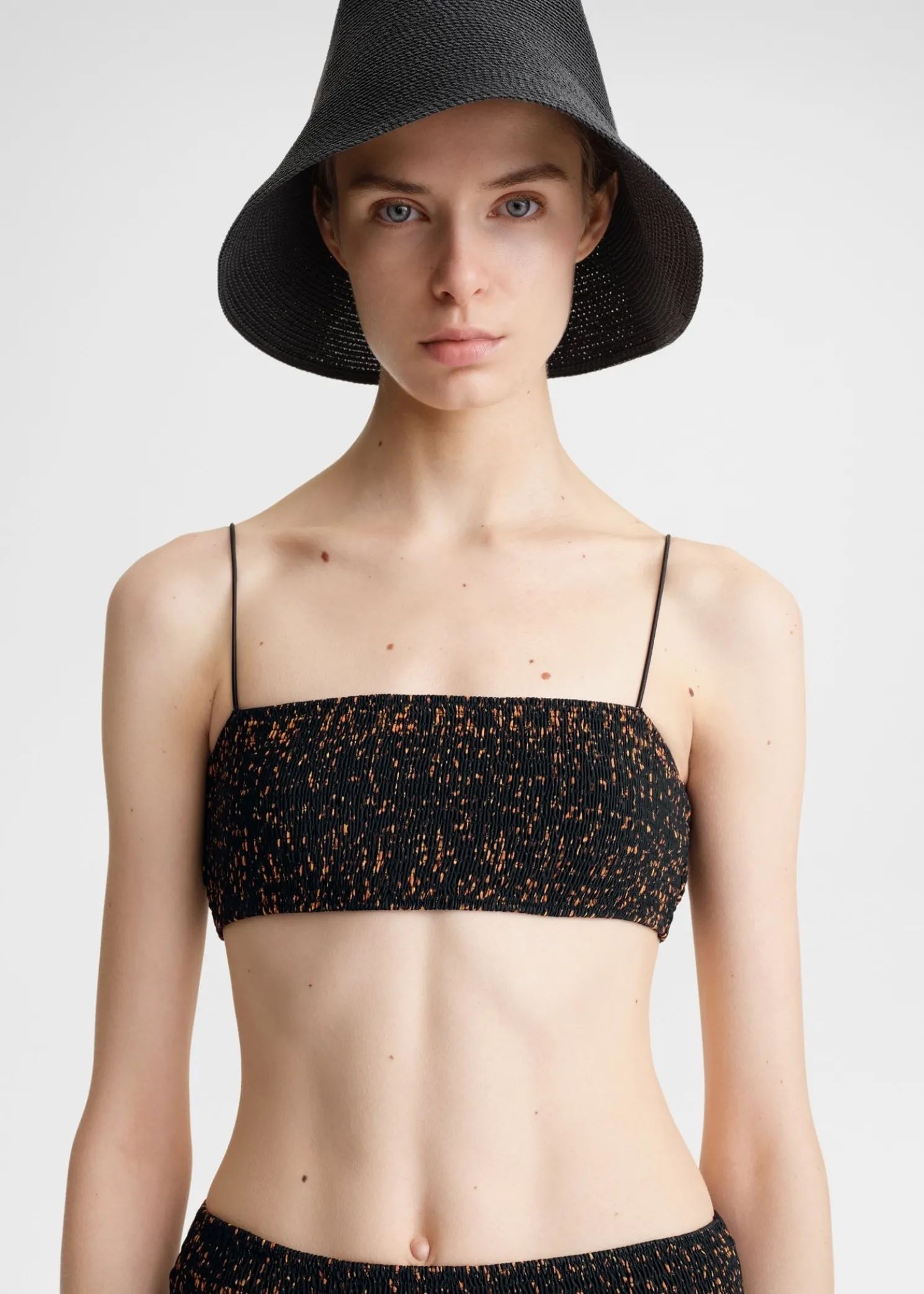 Smocked bikini top tortoise