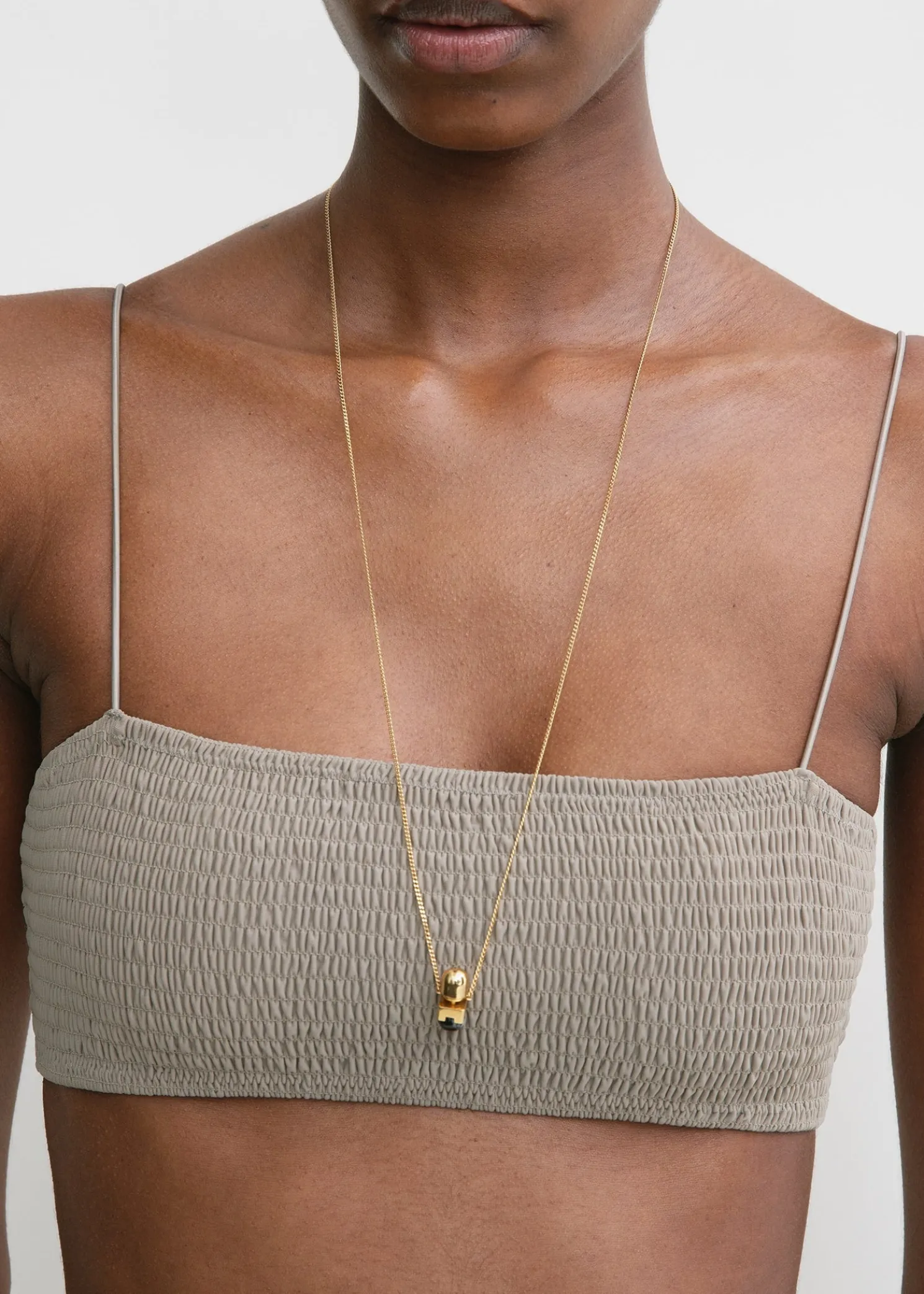 Smocked bikini top dove