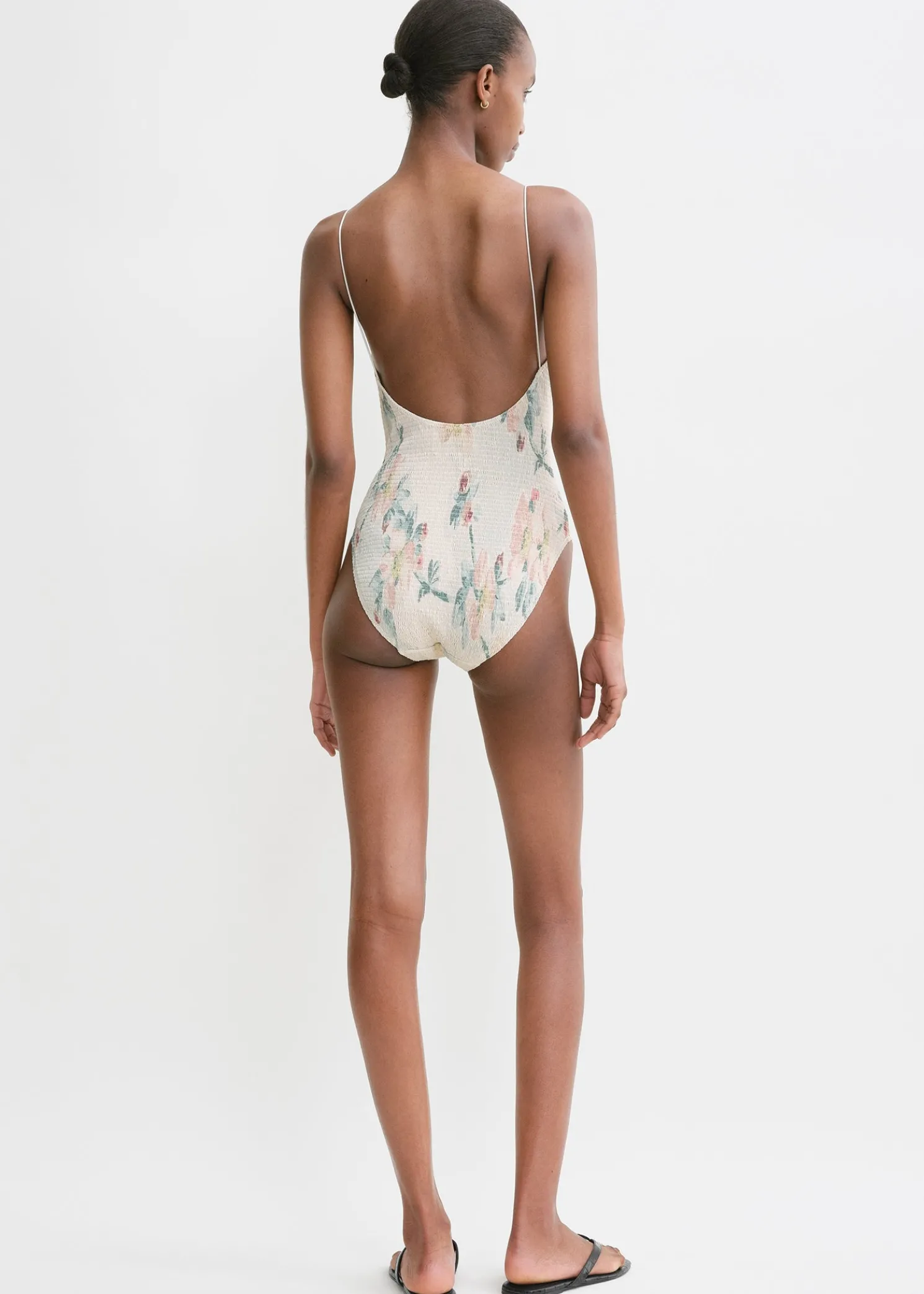 Smocked swimsuit washed floral