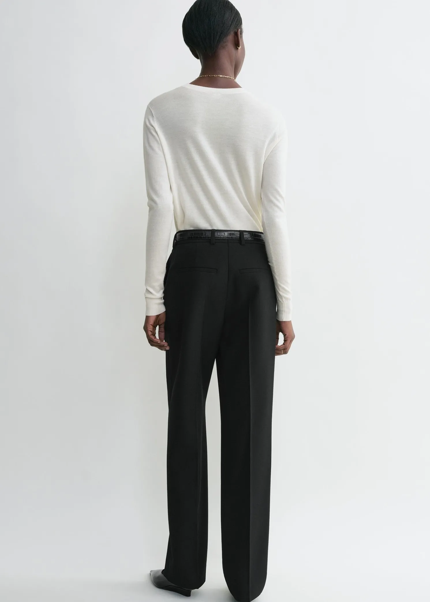 Straight tailored trousers black