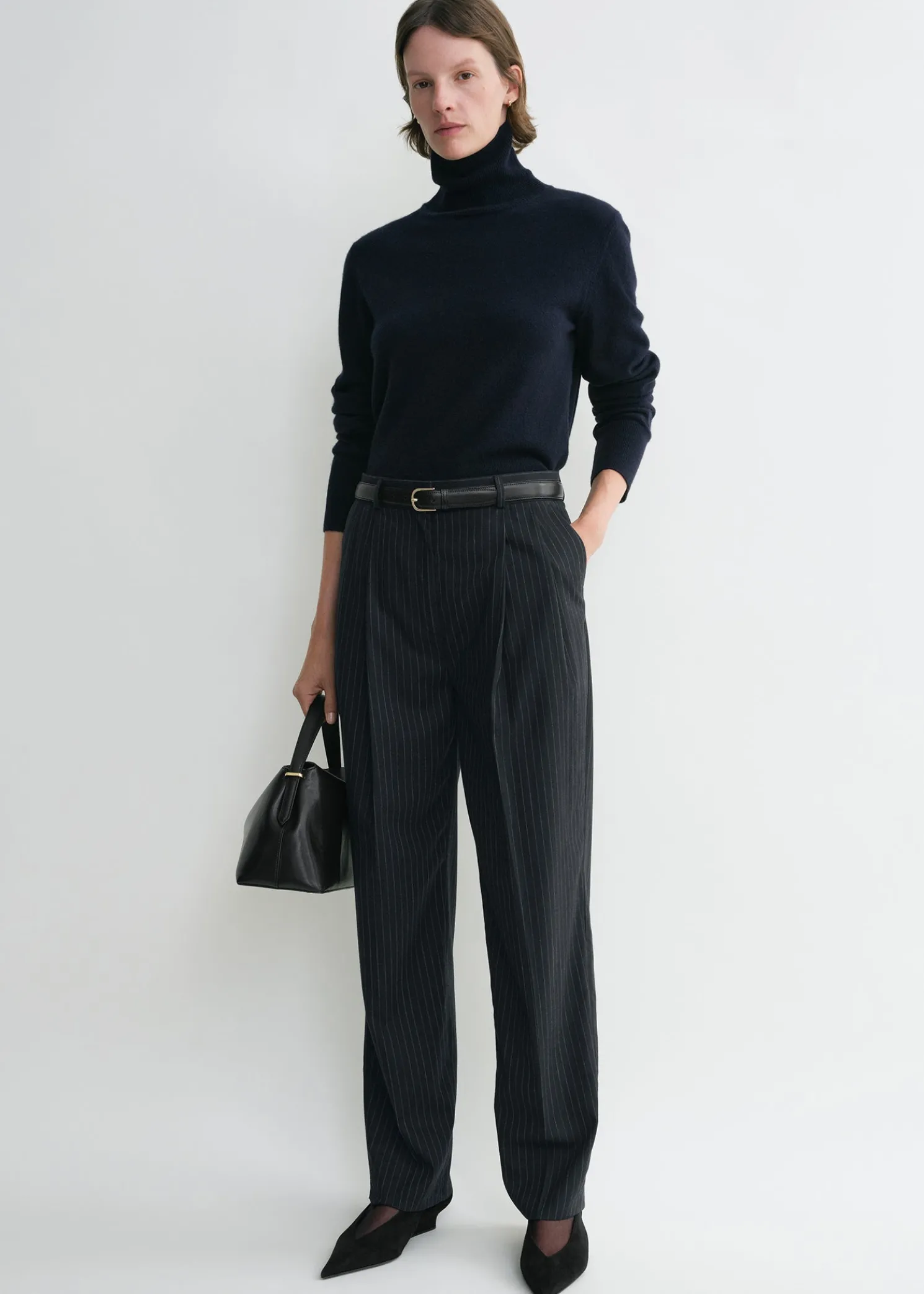 Tailored pinstriped trousers navy