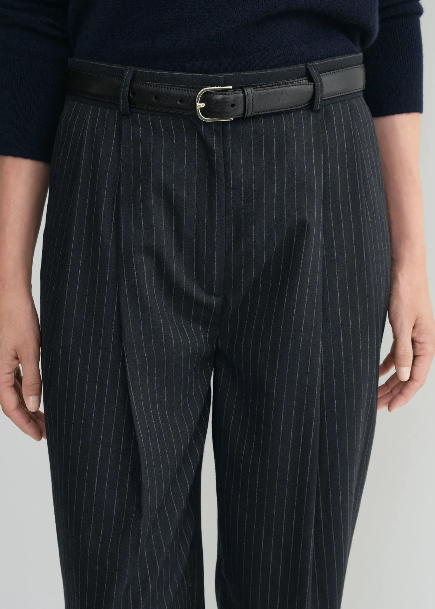 Tailored pinstriped trousers navy