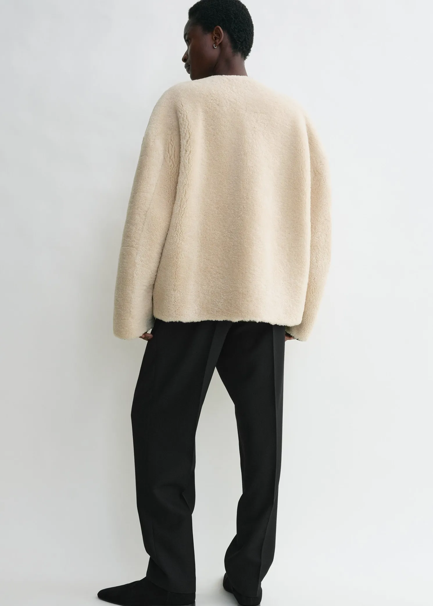 Teddy shearling clasp jacket off-white