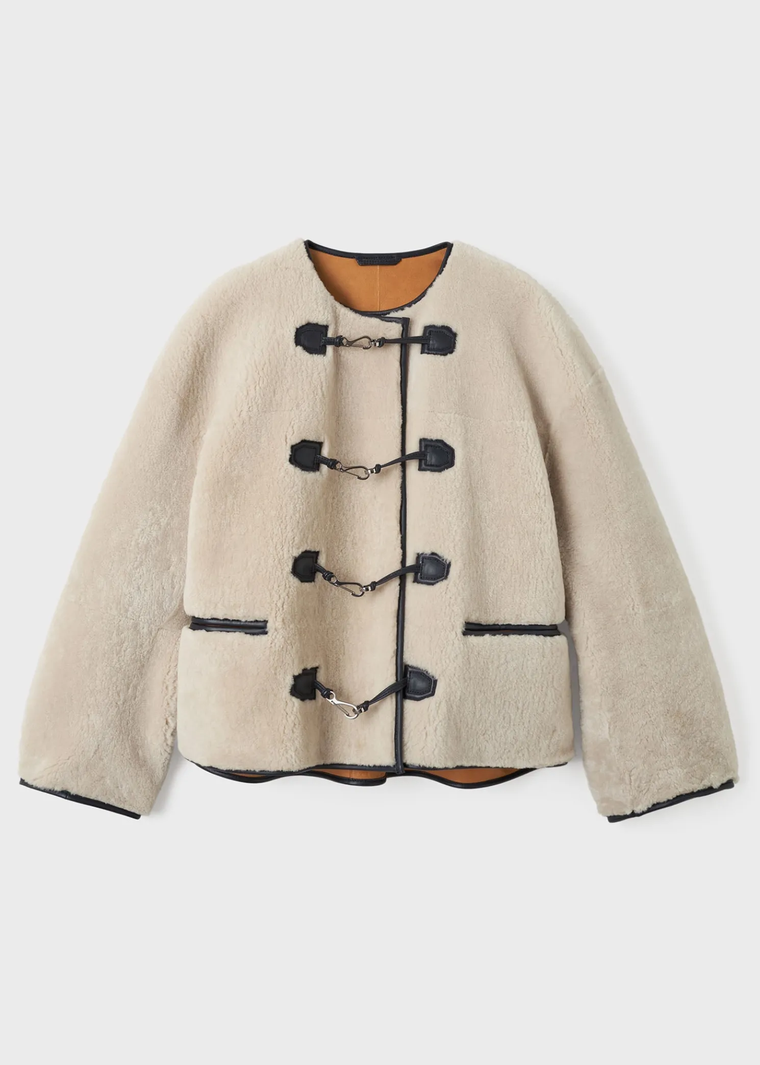 Teddy shearling clasp jacket off-white