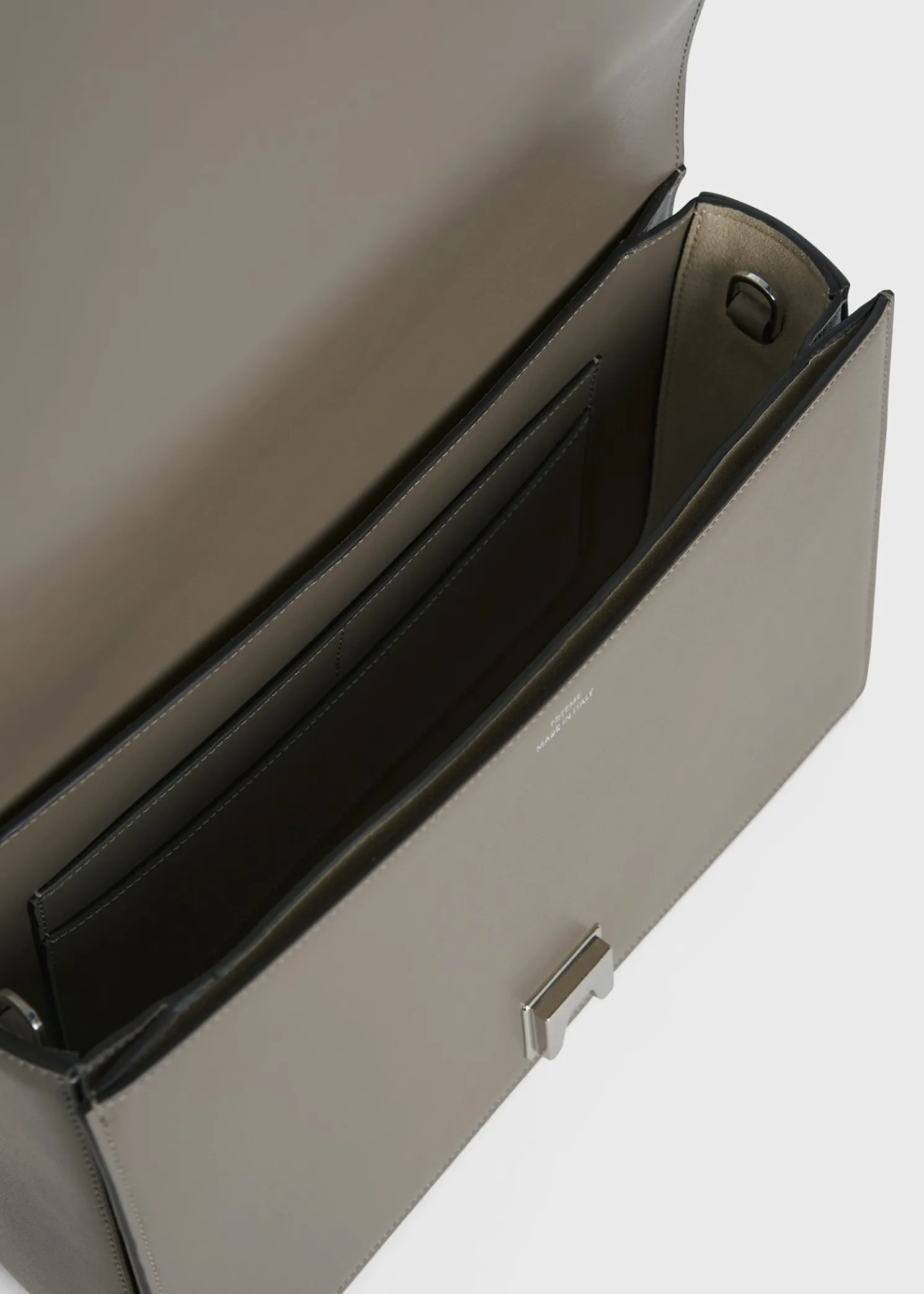 T-Flap leather bag taupe