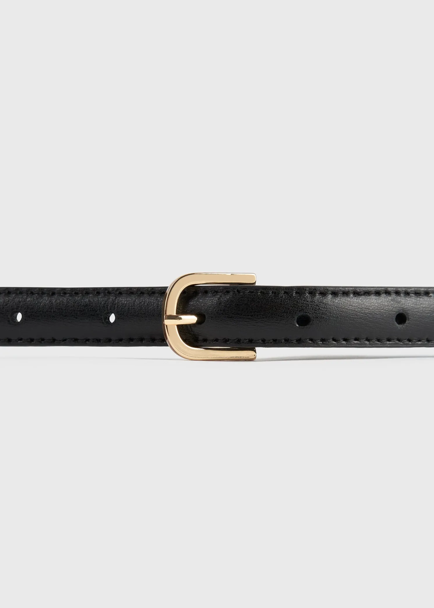 Thin leather belt black