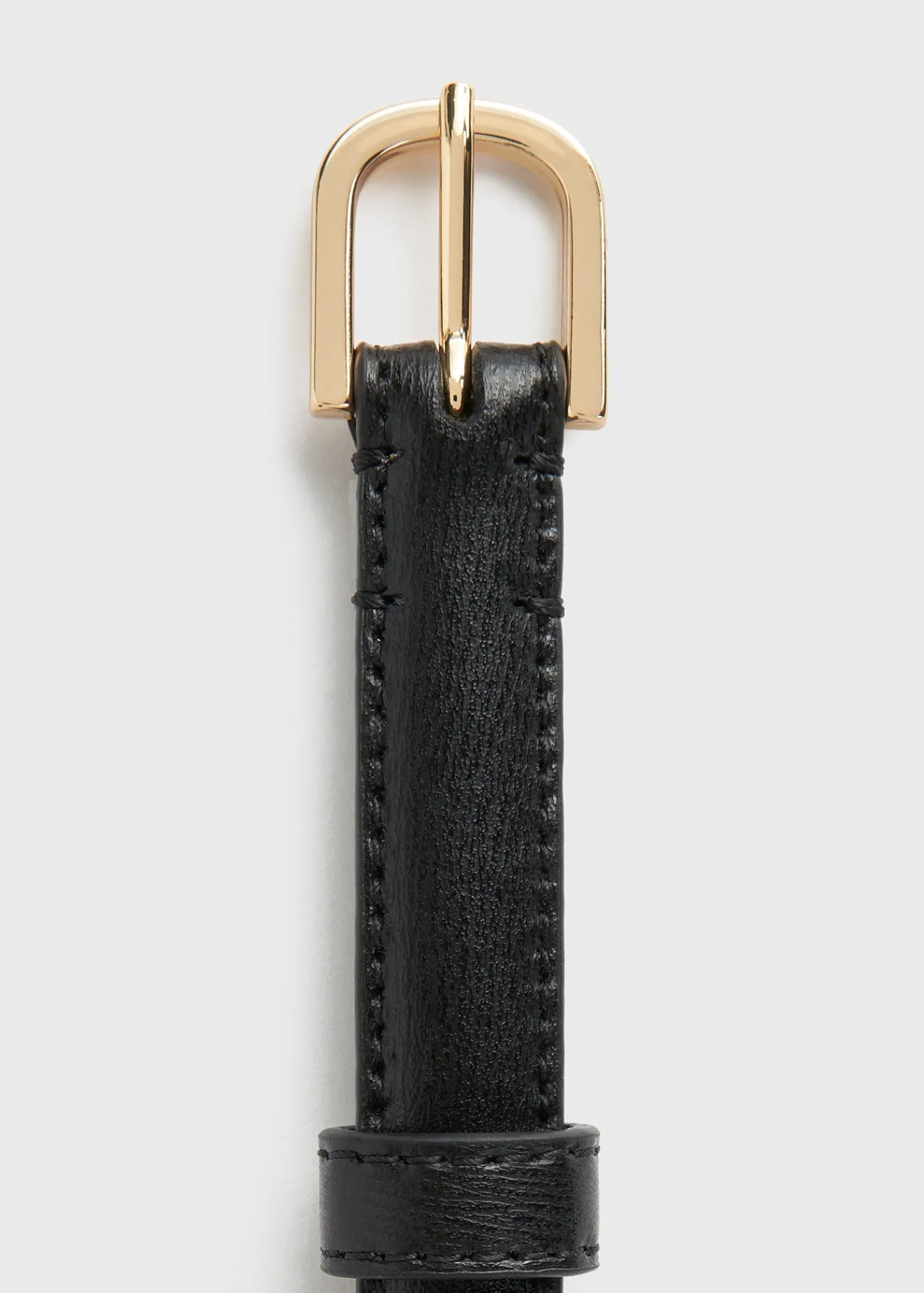 Thin leather belt black