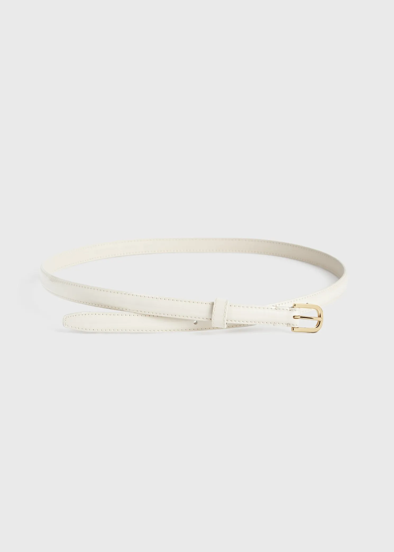 Thin patent belt bleached sand