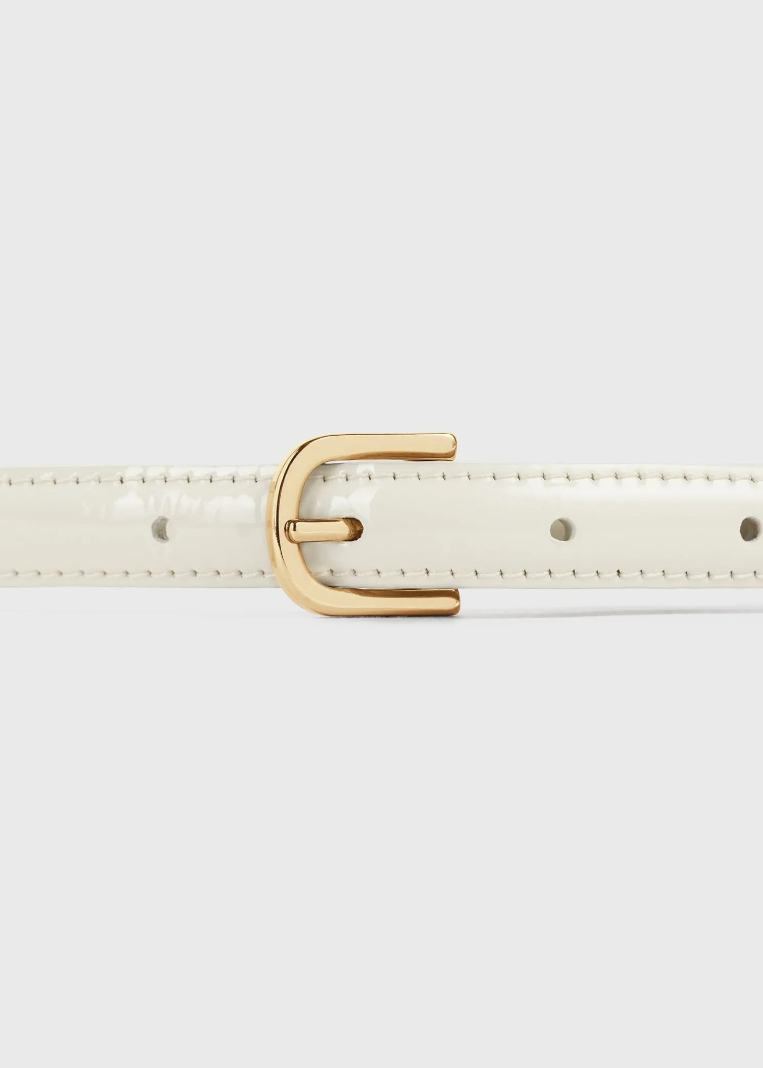 Thin patent belt bleached sand