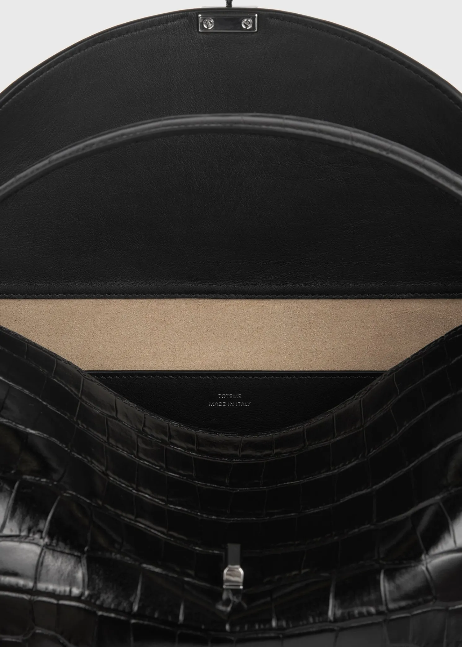 T-lock croco-embossed top handle black