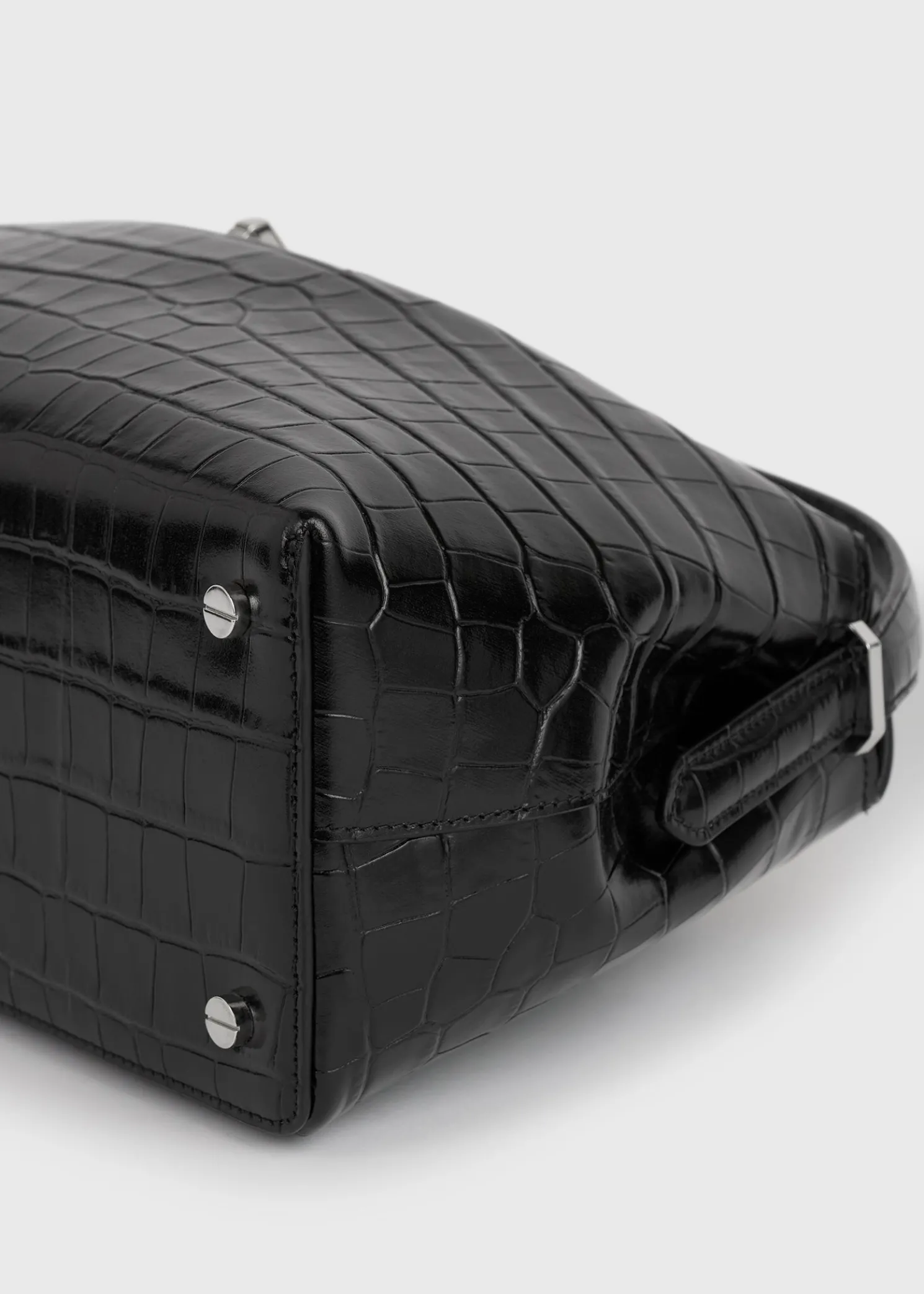 T-lock croco-embossed top handle black