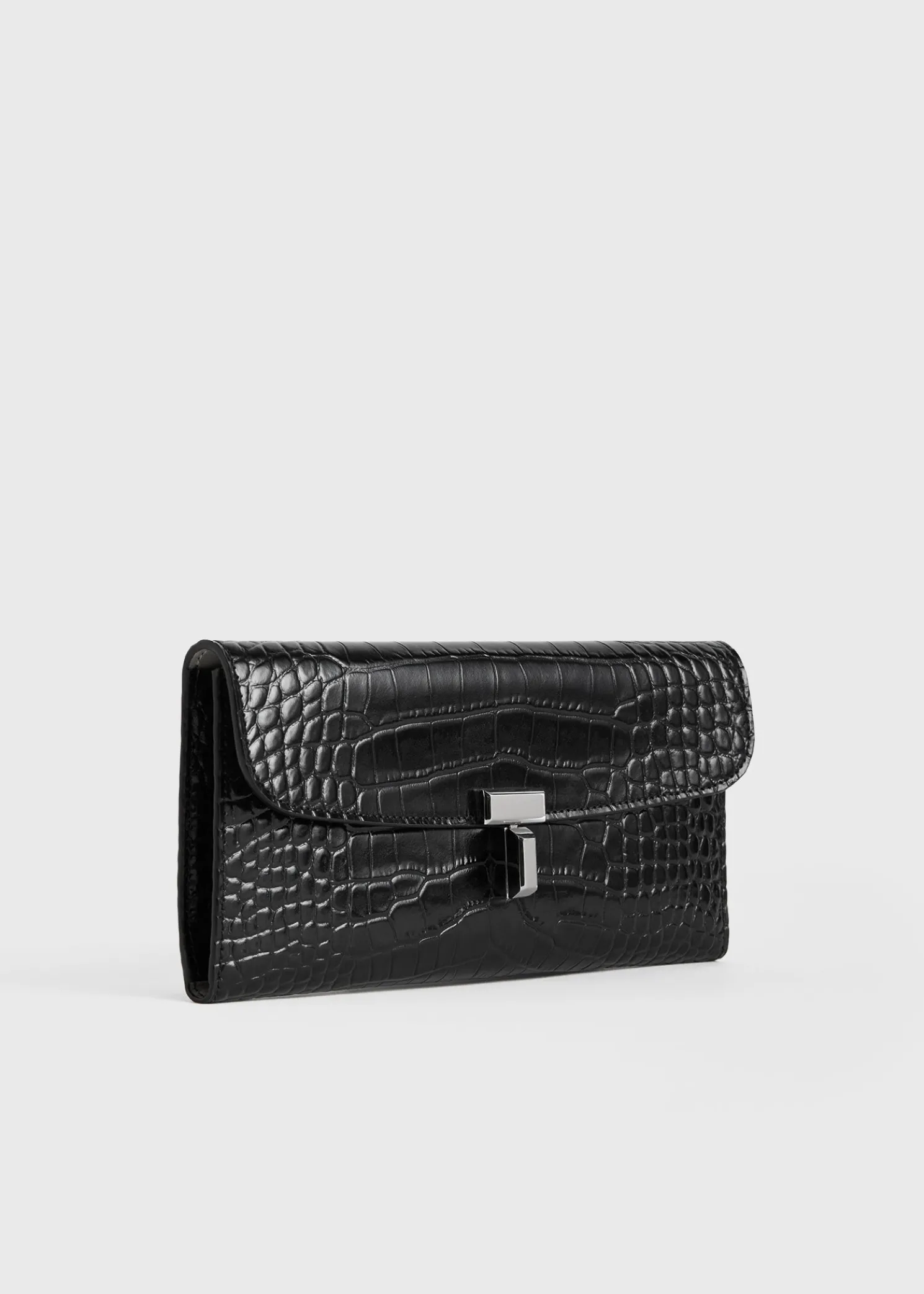 T-Lock croco-embossed wallet black