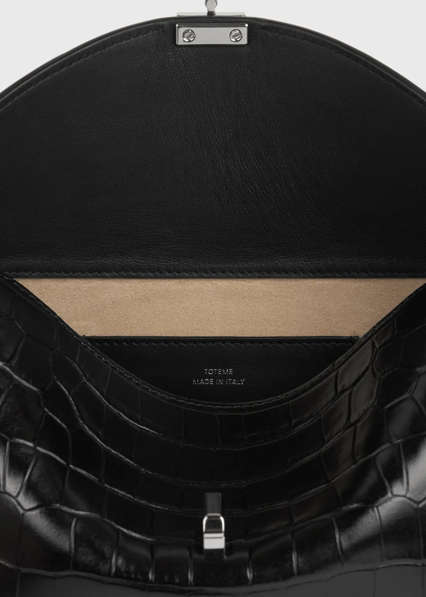 T-Lock croco-embossed clutch black