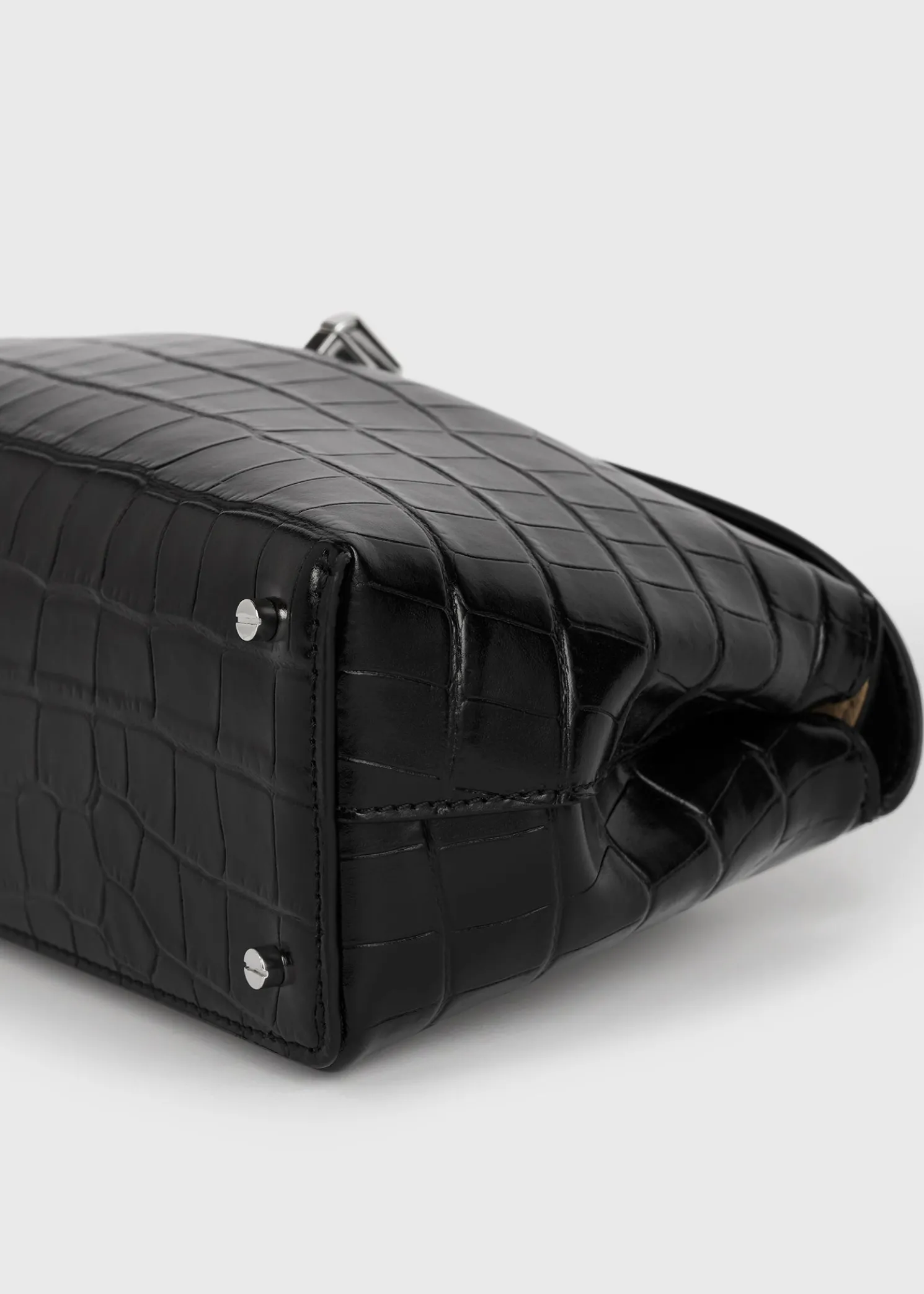 T-Lock croco-embossed clutch black