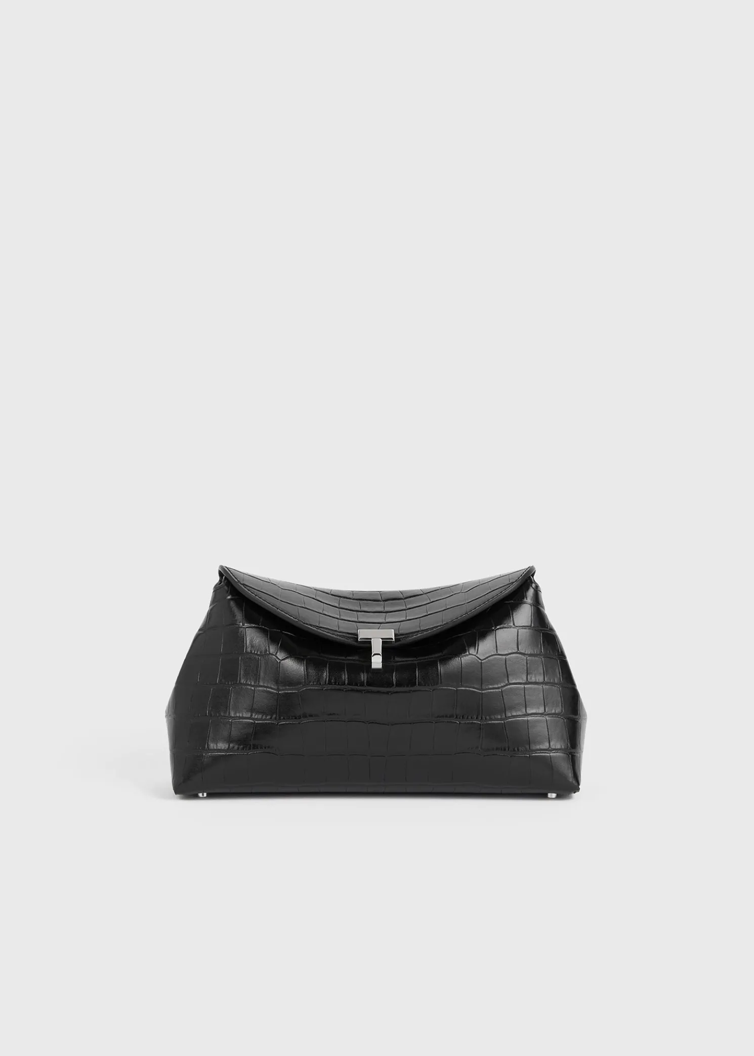 T-Lock croco-embossed clutch black
