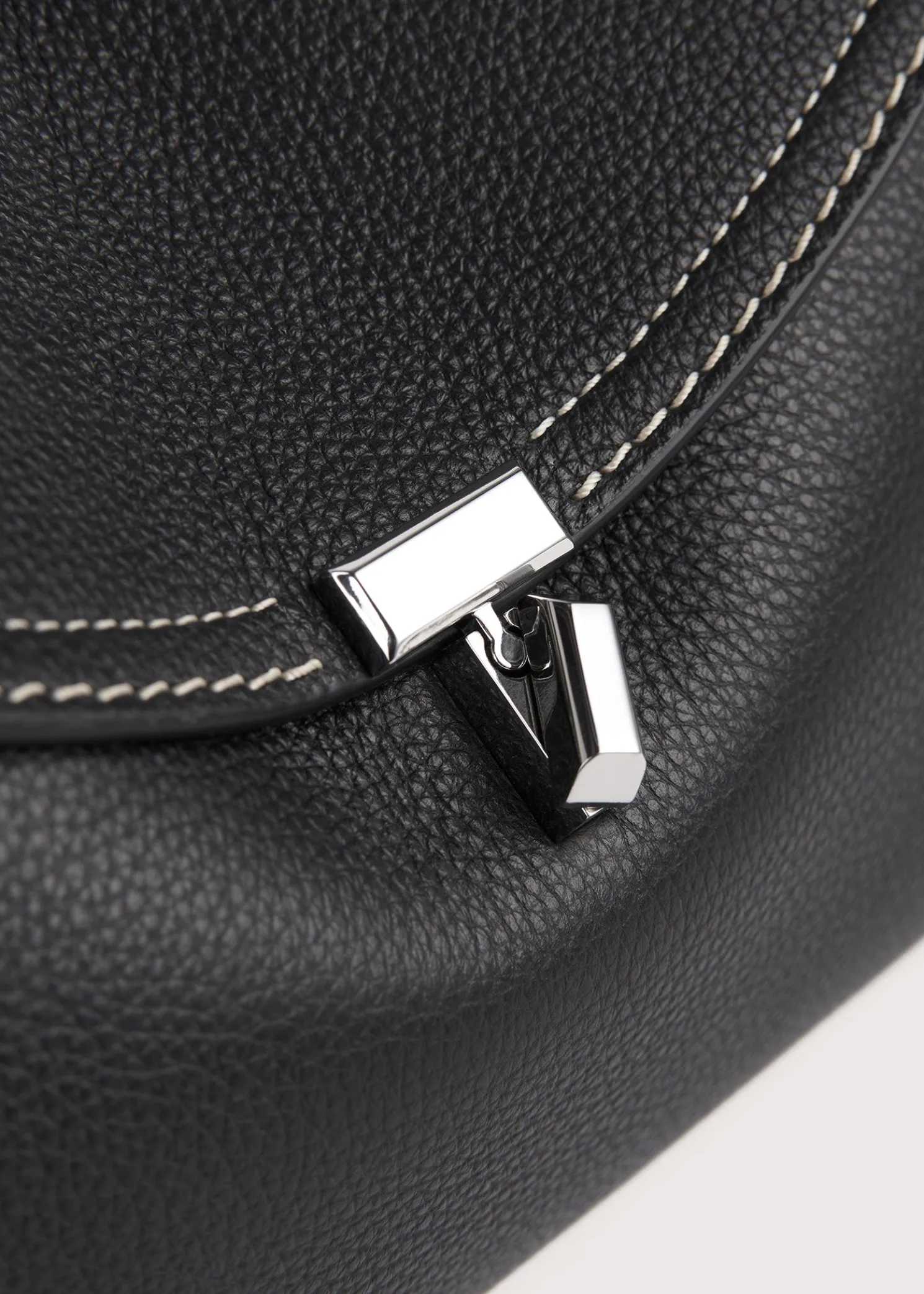 T-Lock grained-leather clutch black