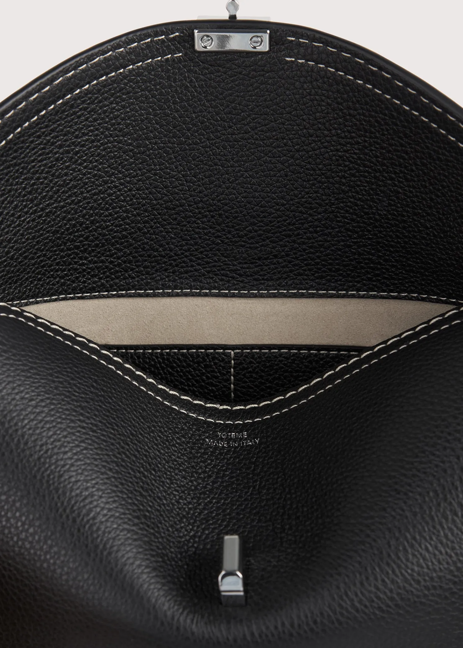 T-Lock grained-leather clutch black