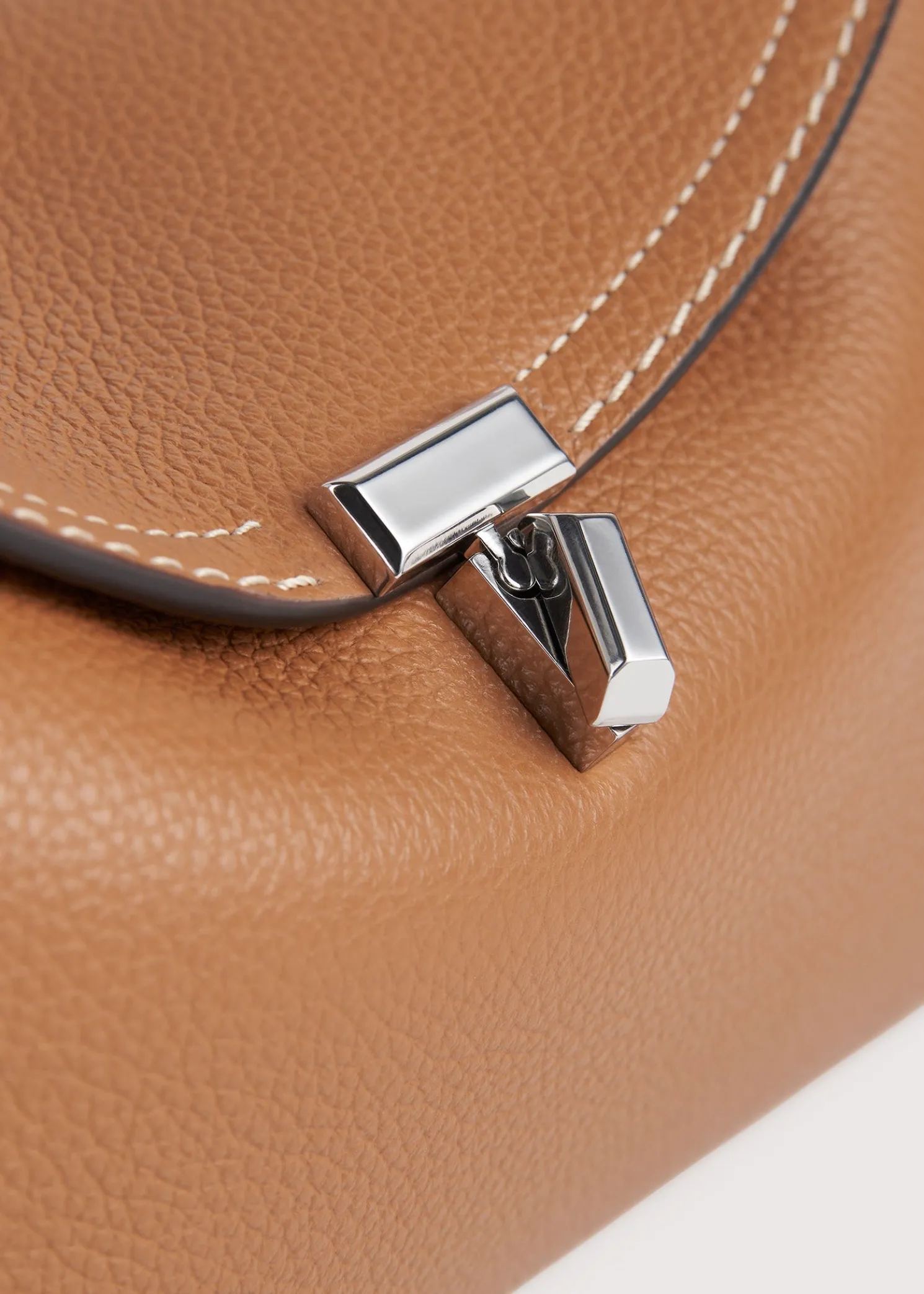 T-Lock grained-leather clutch tan