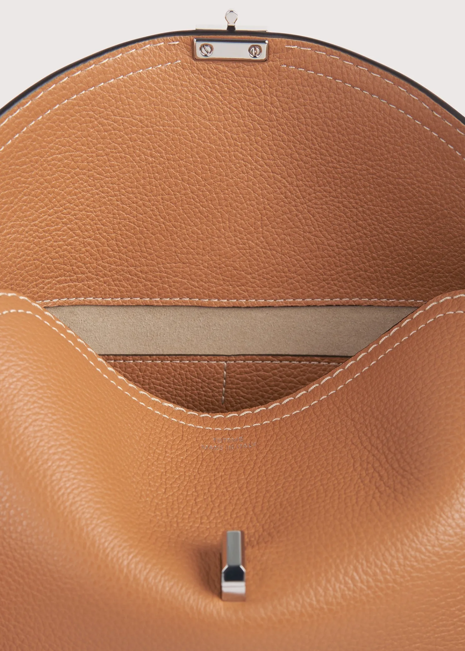 T-Lock grained-leather clutch tan