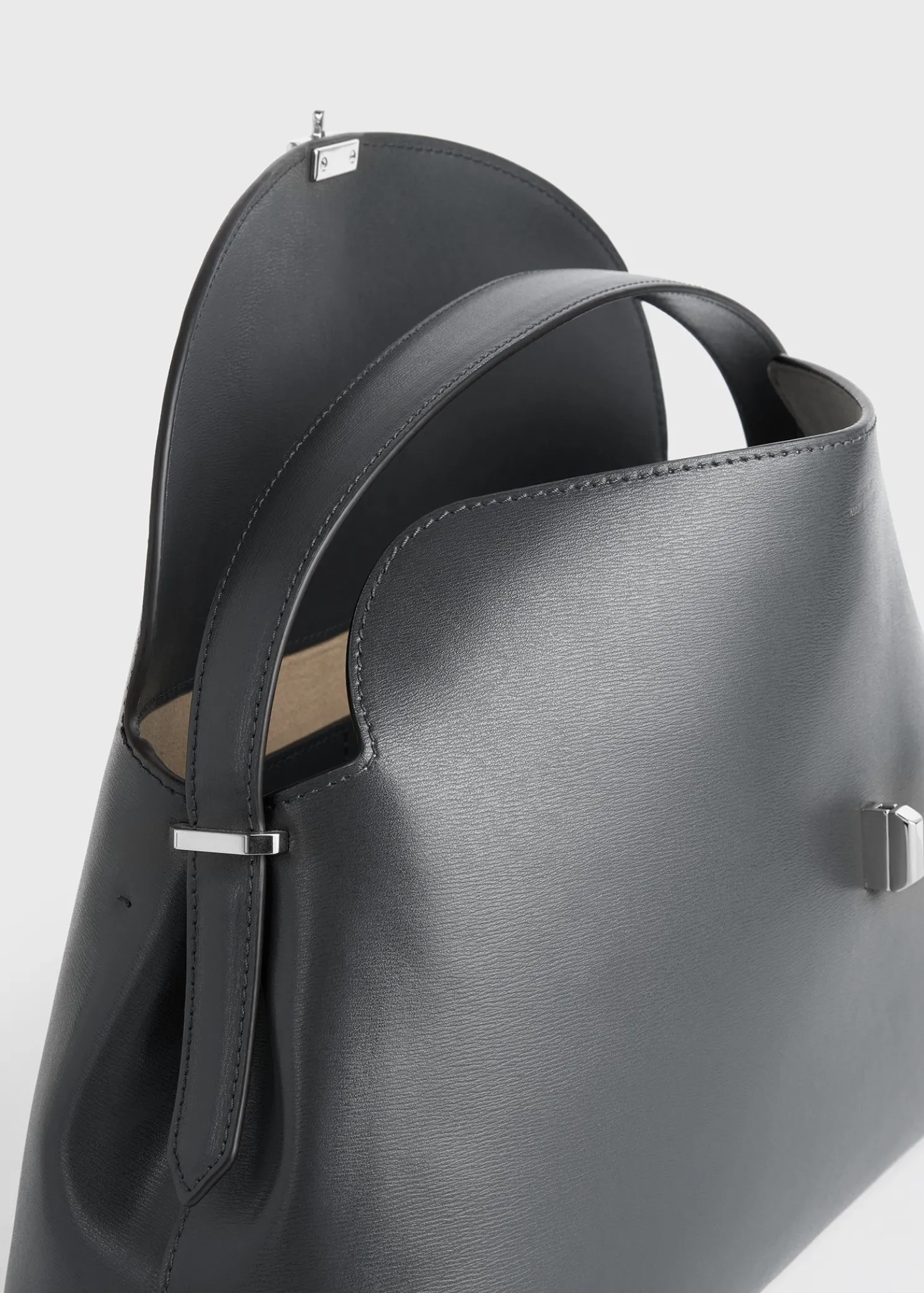 T-Lock leather top handle shark grey