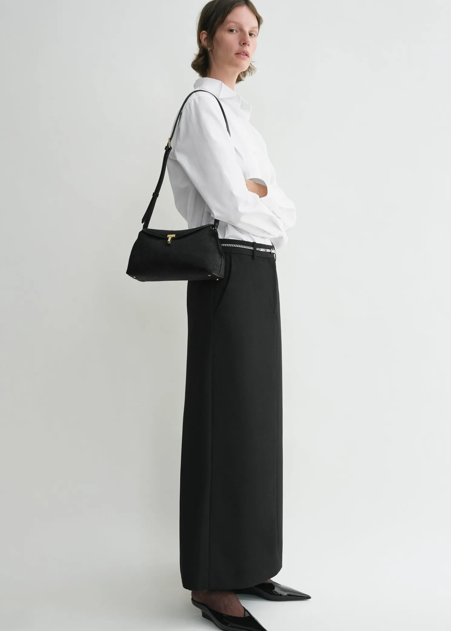 T-Lock pony hair clutch black