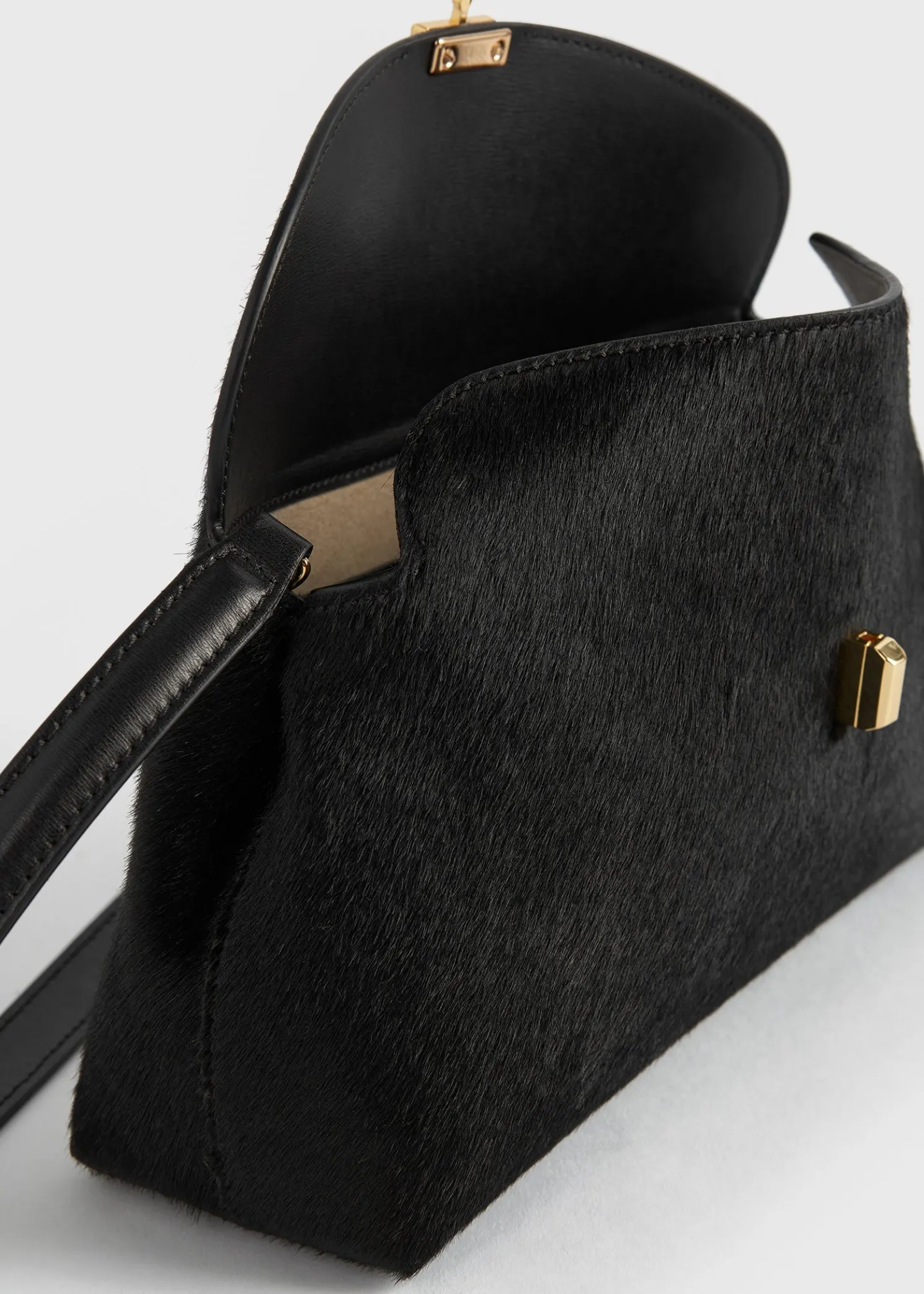 T-Lock pony hair clutch black