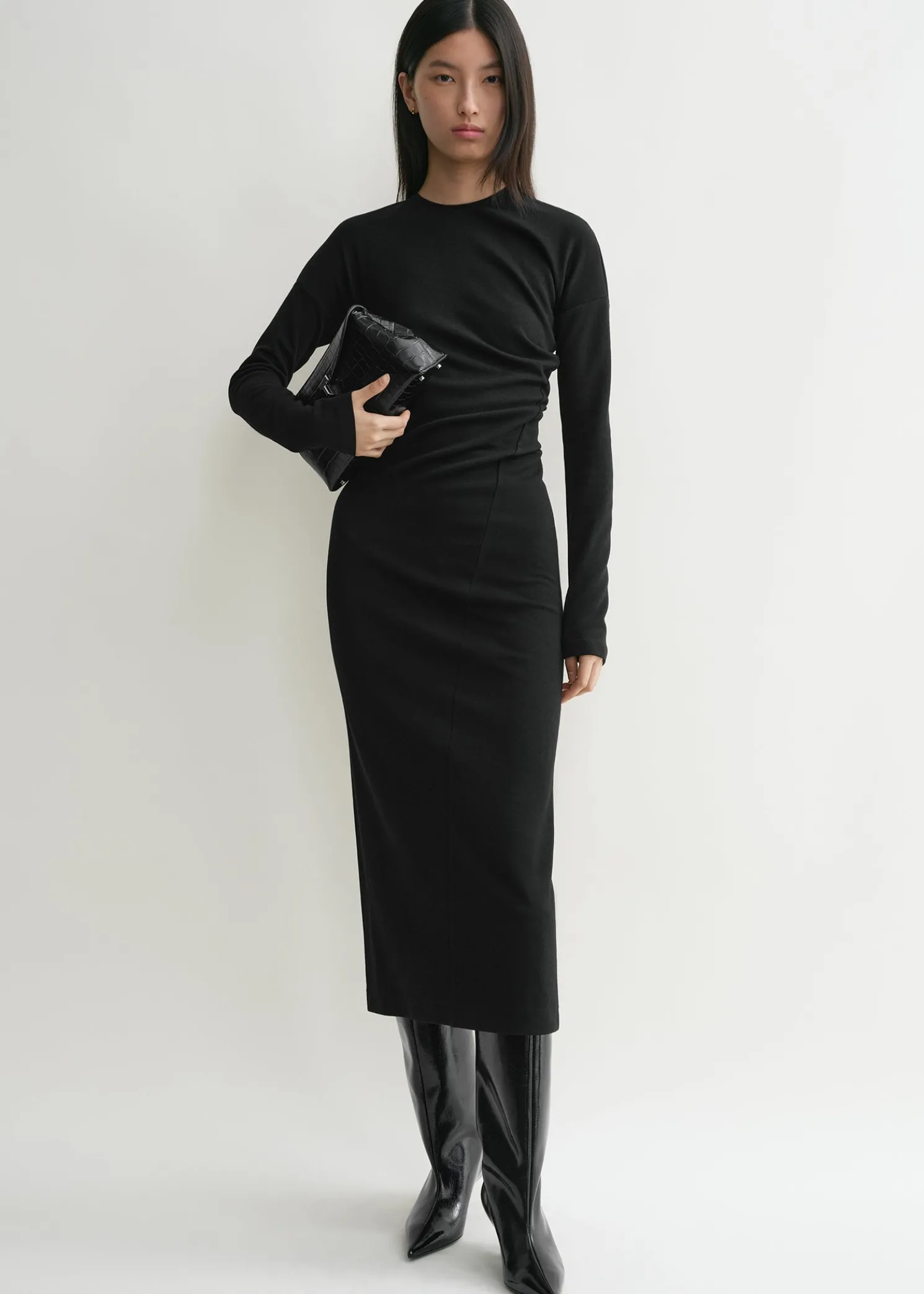 Twisted jersey dress black