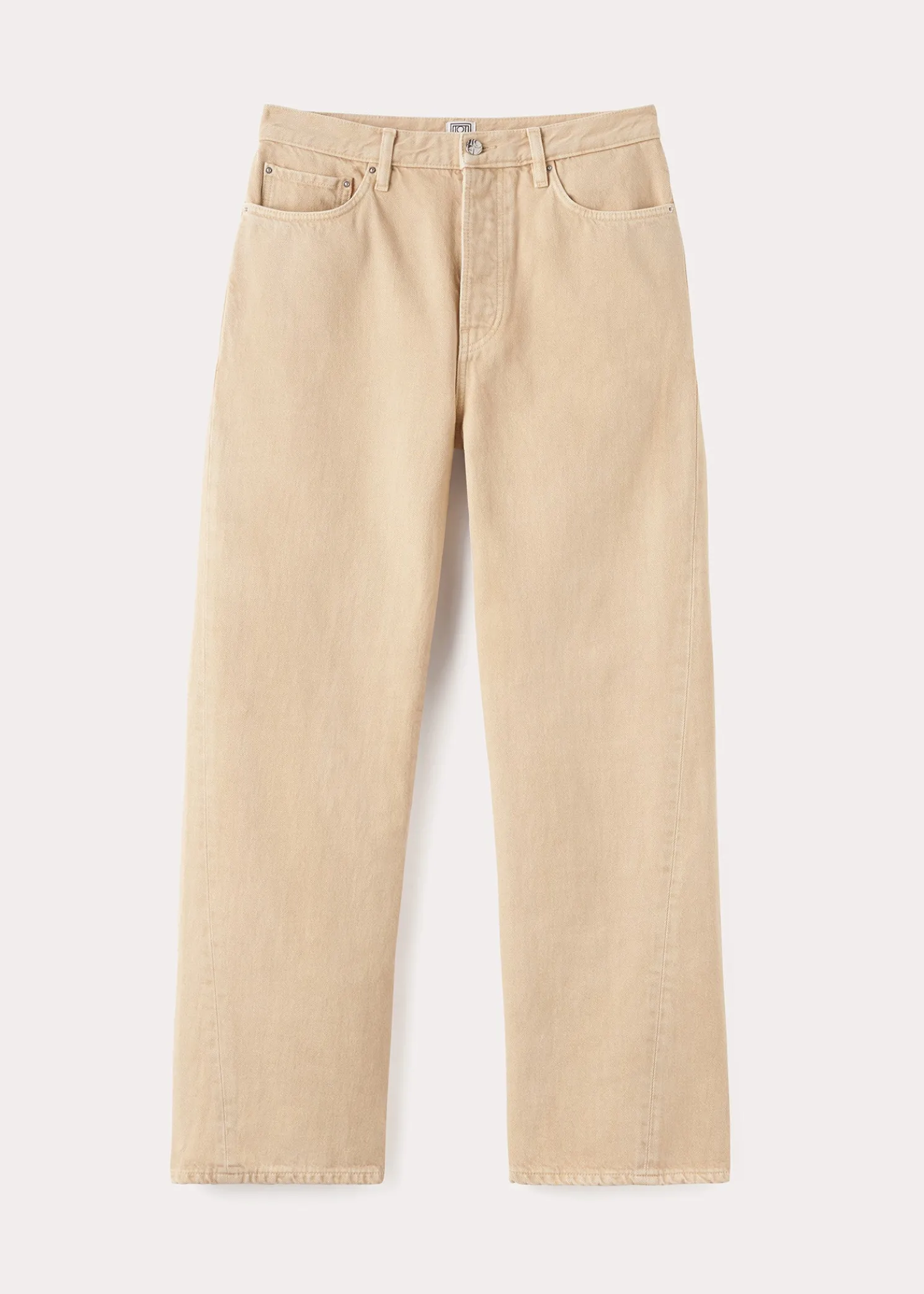 Twisted seam denim full length washed beige