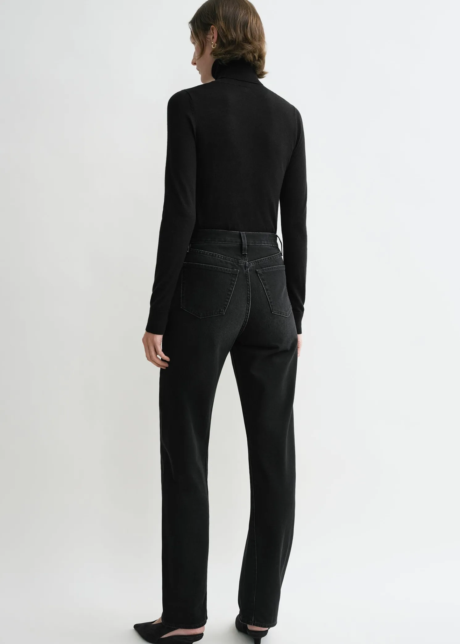 Twisted seam denim full length faded black