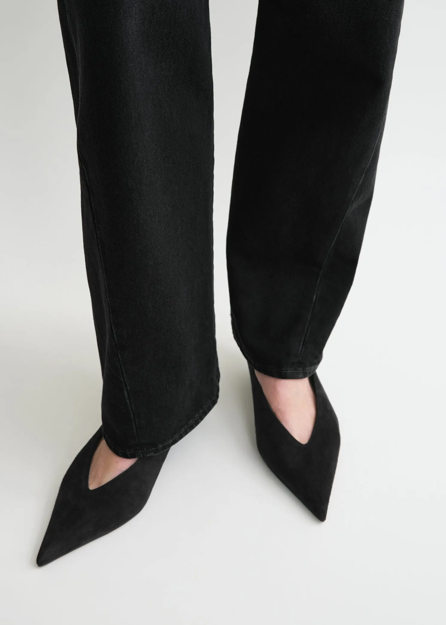 Twisted seam denim full length faded black