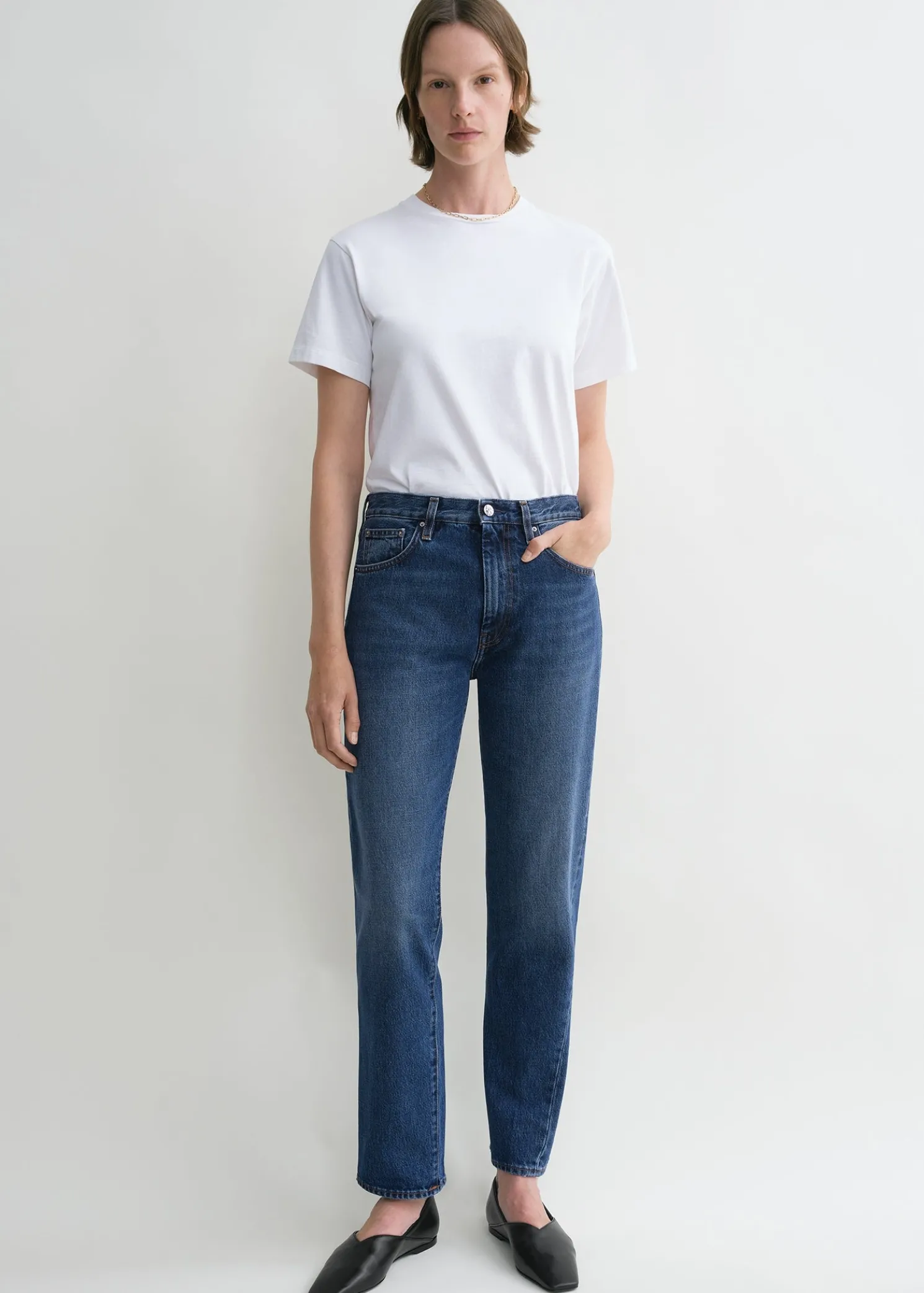 Twisted seam denim washed blue